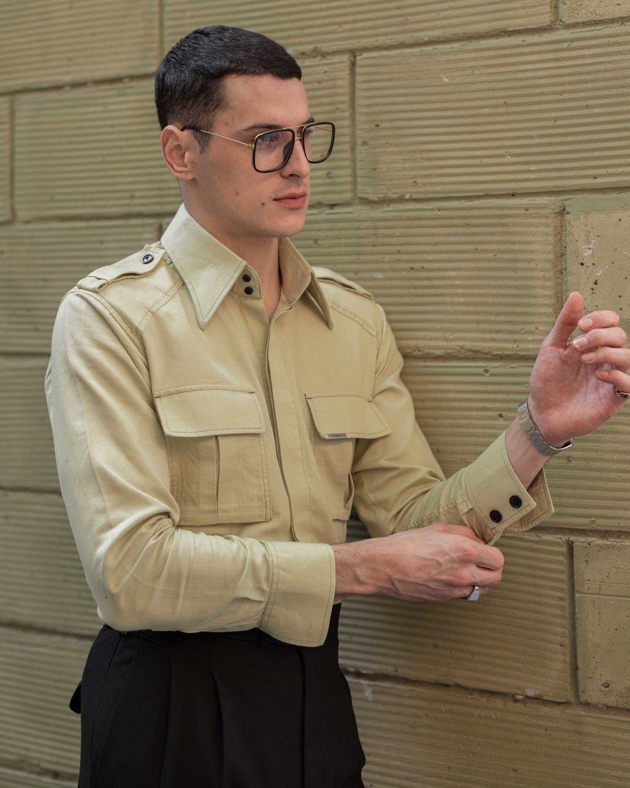 60’s Limegrass Topstitched Field Shirt