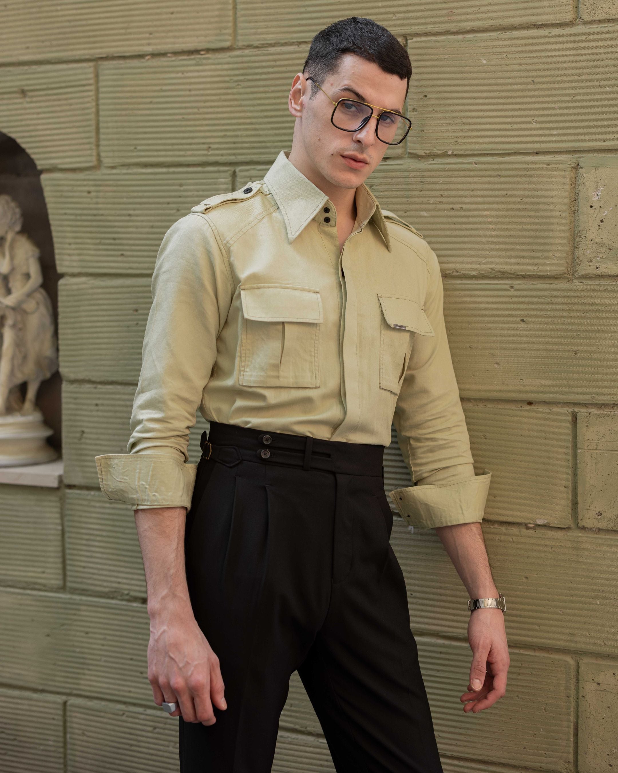 60’s Limegrass Topstitched Field Shirt