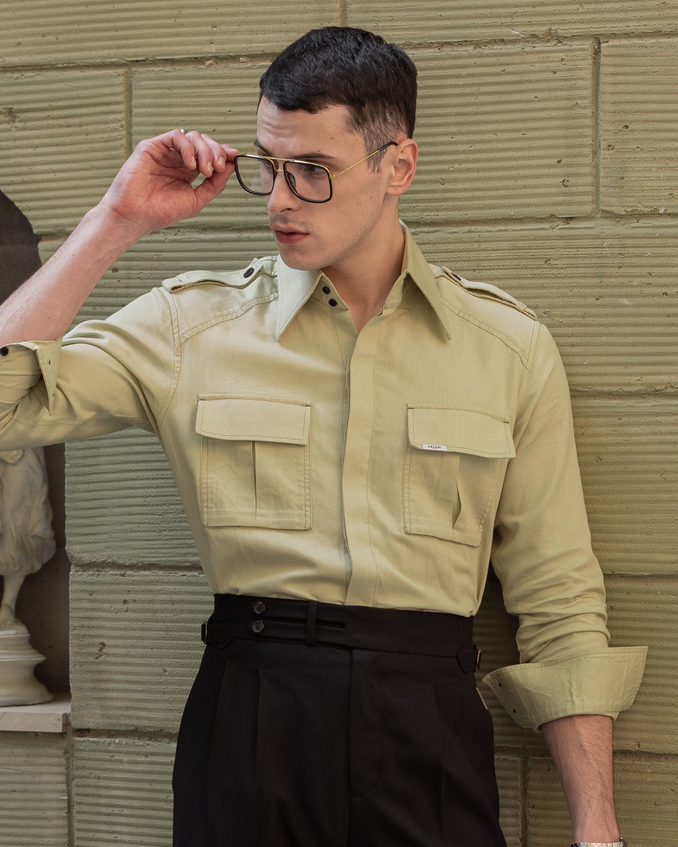 60’s Limegrass Topstitched Field Shirt