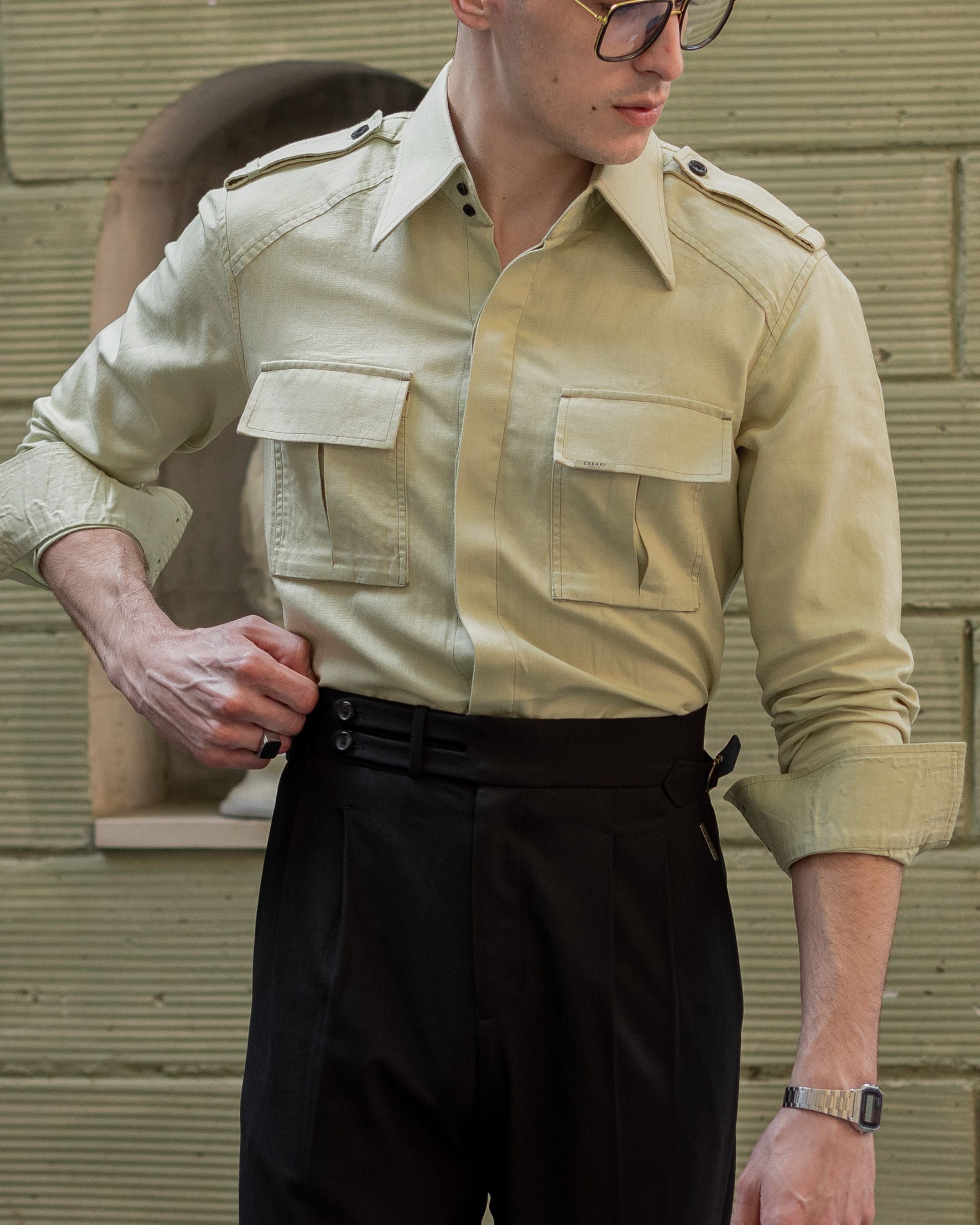 60’s Limegrass Topstitched Field Shirt