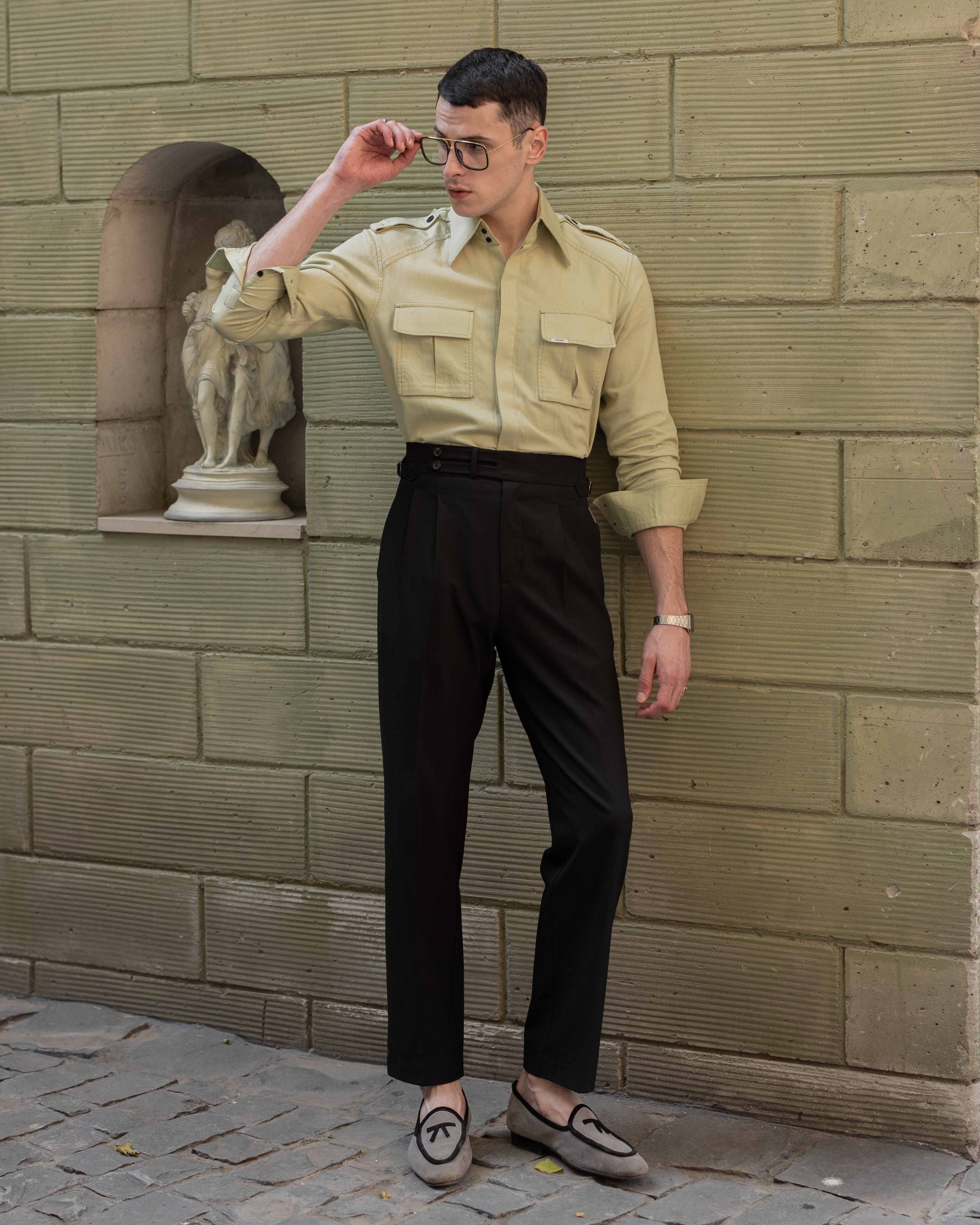 60’s Limegrass Topstitched Field Shirt