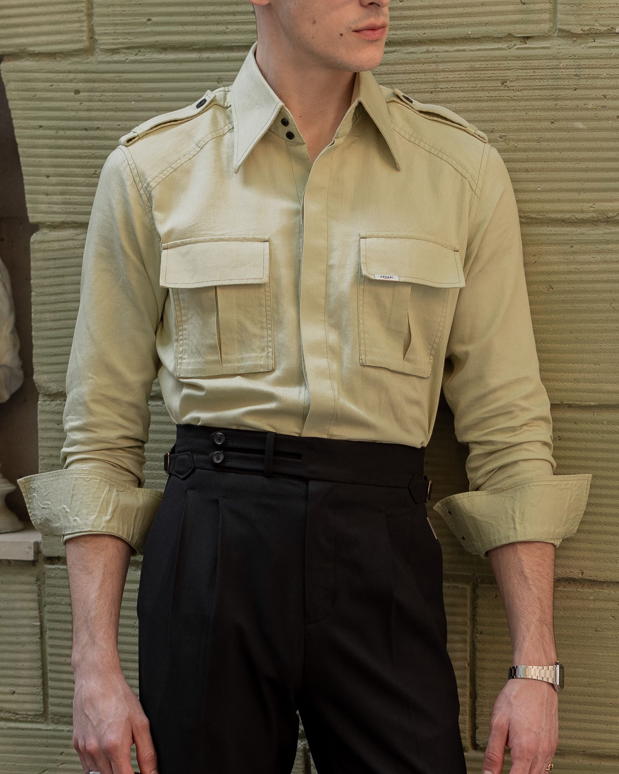 60’s Limegrass Topstitched Field Shirt