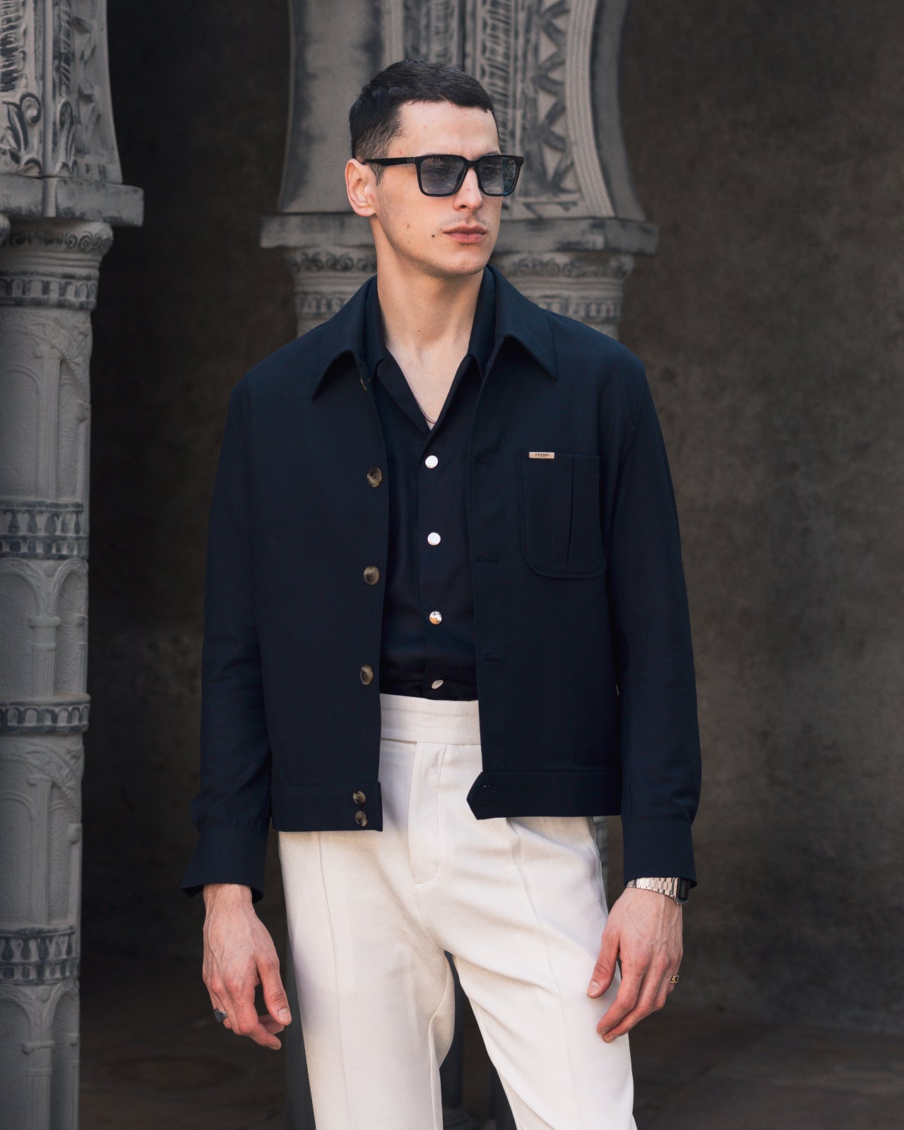 Navy Tailored Trucker Shacket