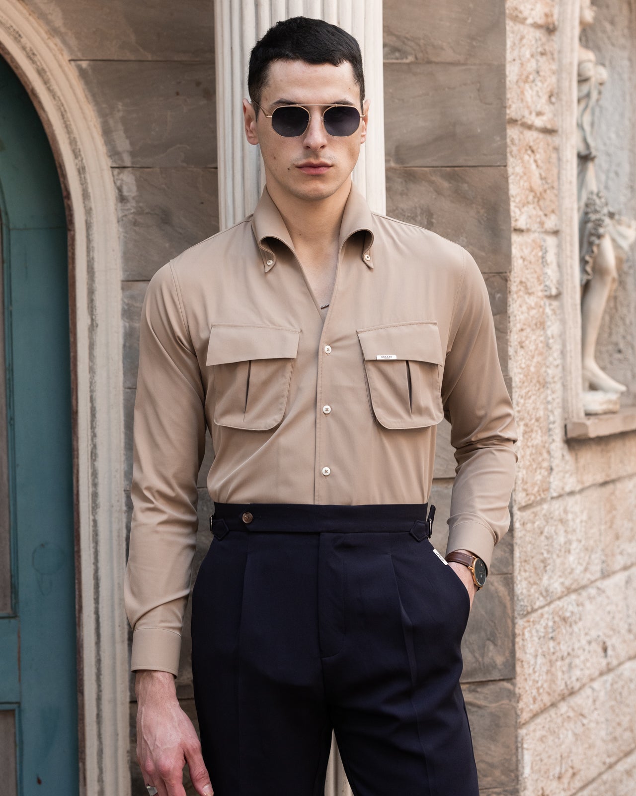Almond Beige Cooper Collar Shirt