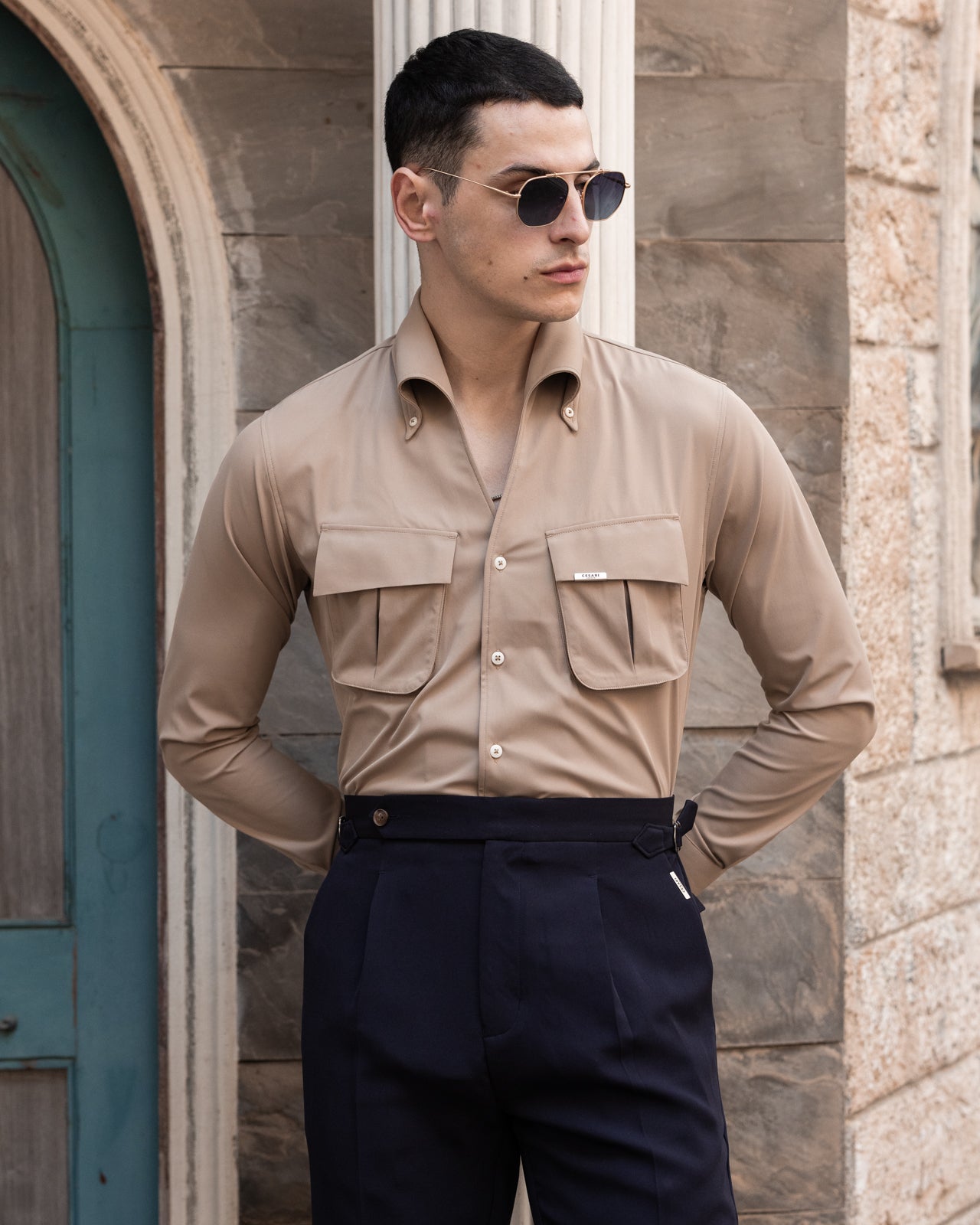 Almond Beige Cooper Collar Shirt