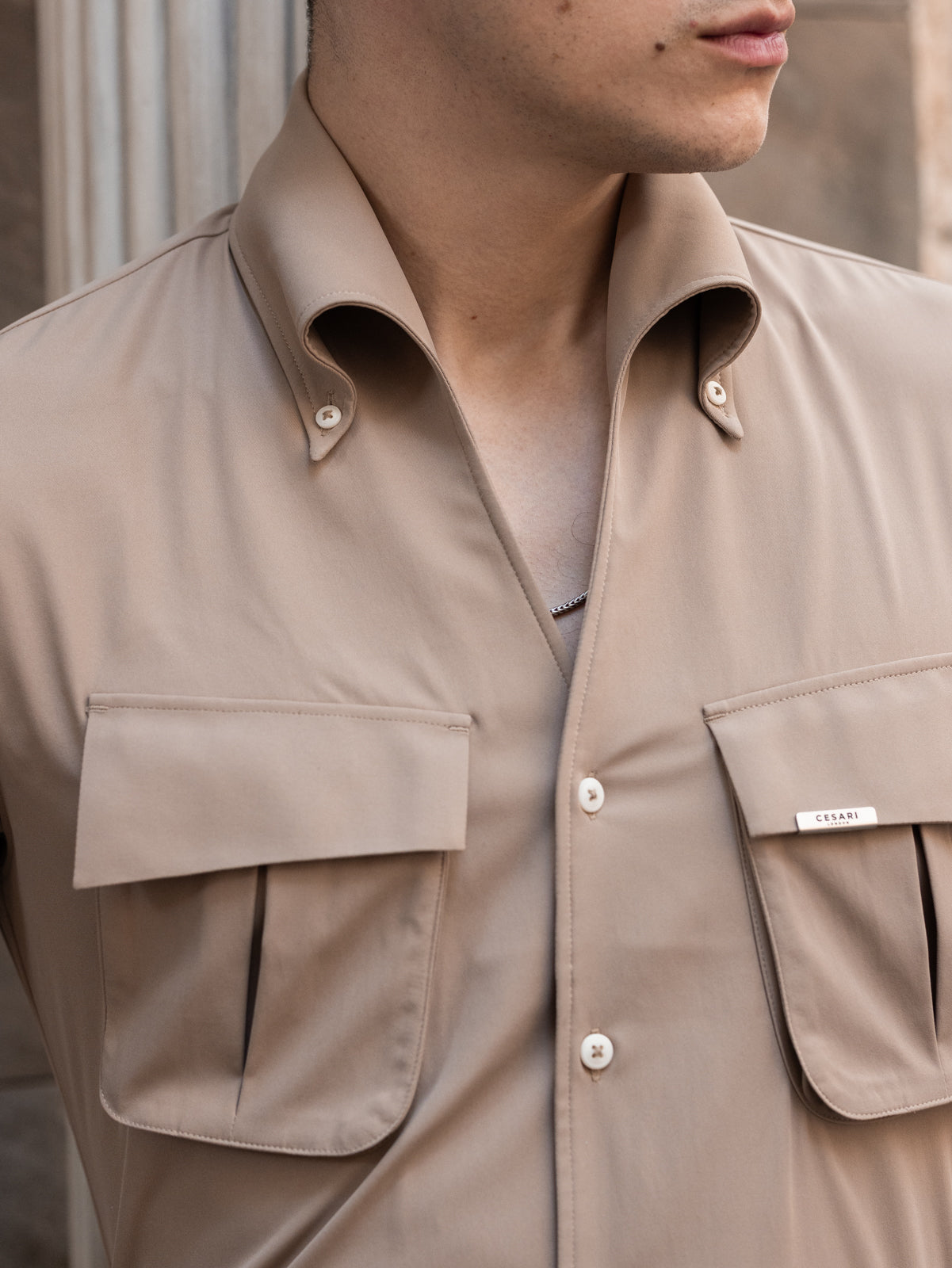 Almond Beige Cooper Collar Shirt