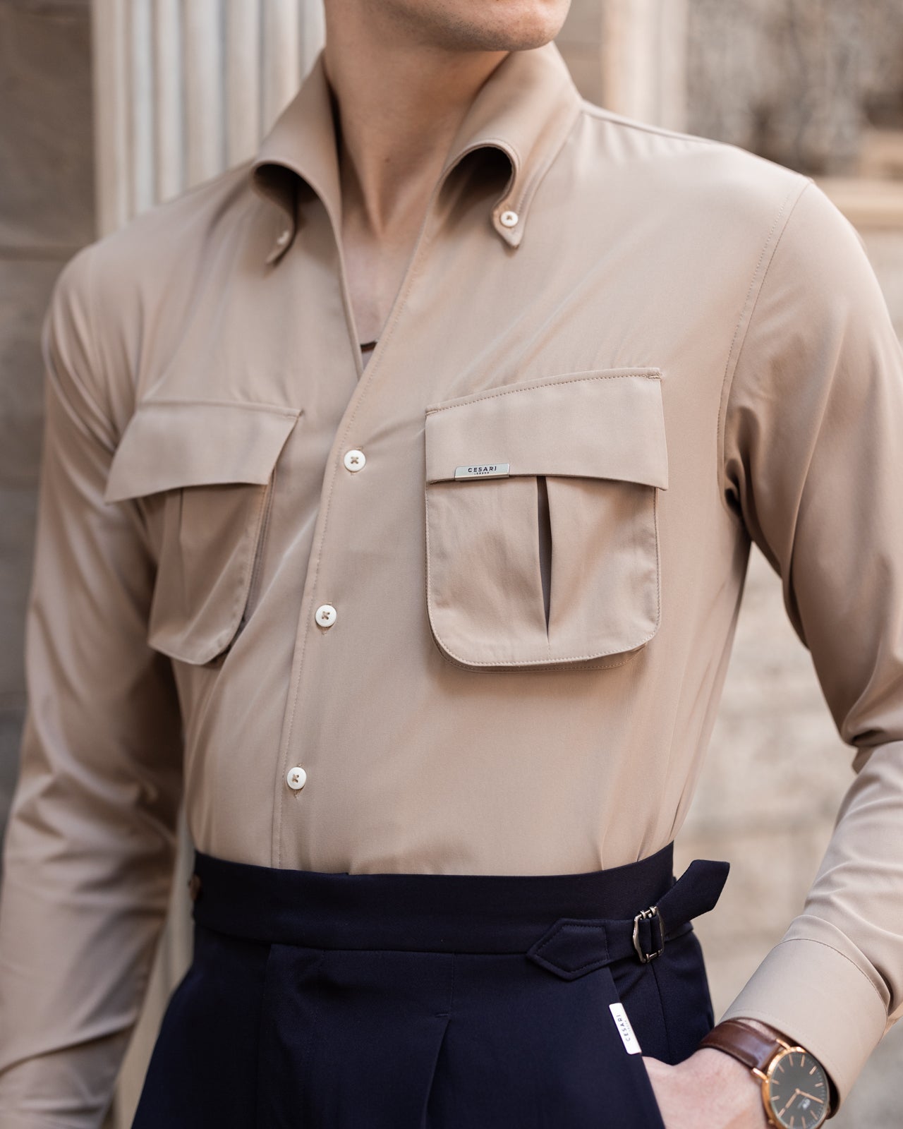 Almond Beige Cooper Collar Shirt