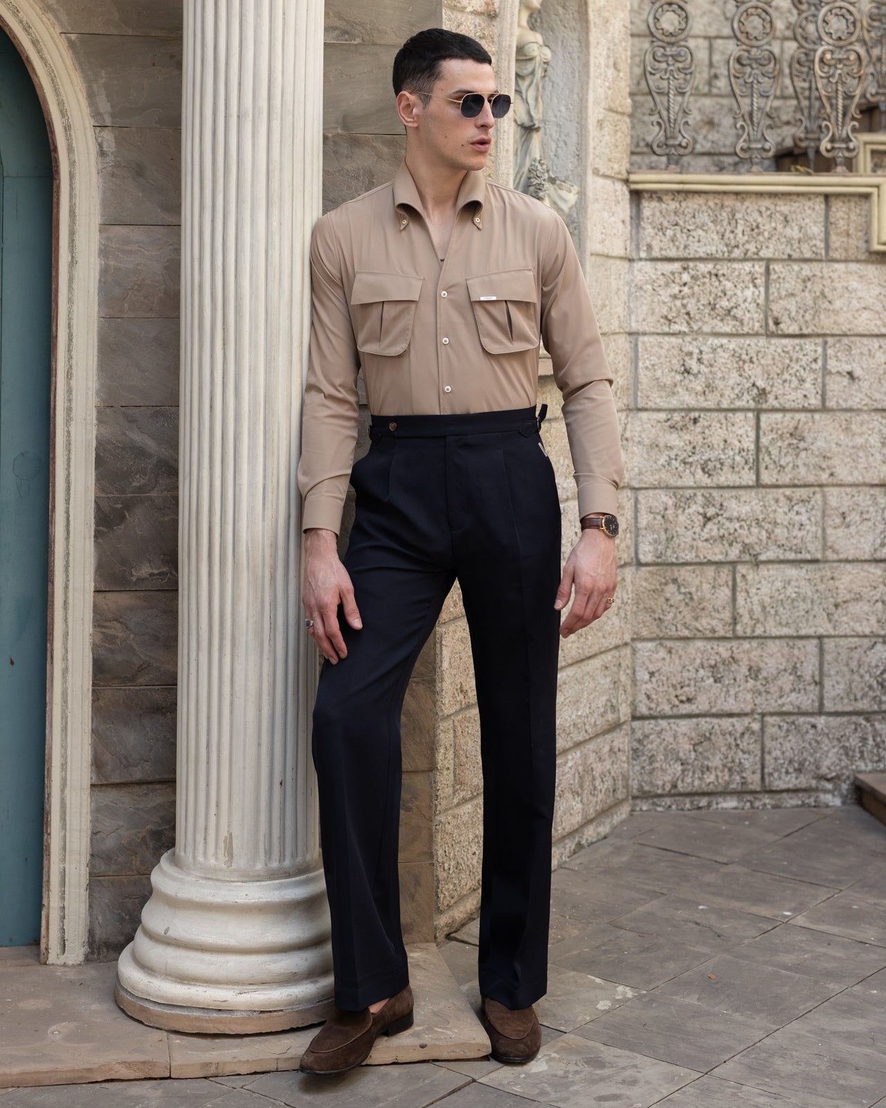 Almond Beige Cooper Collar Shirt