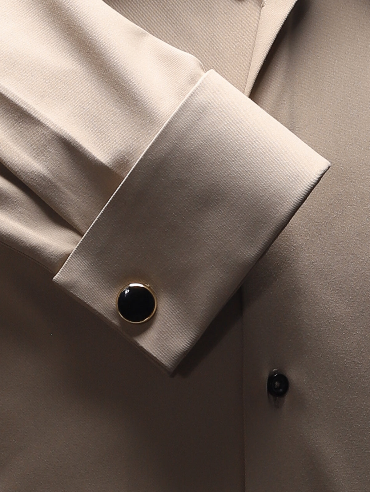 Beige High Stand Round Point Collar Shirt