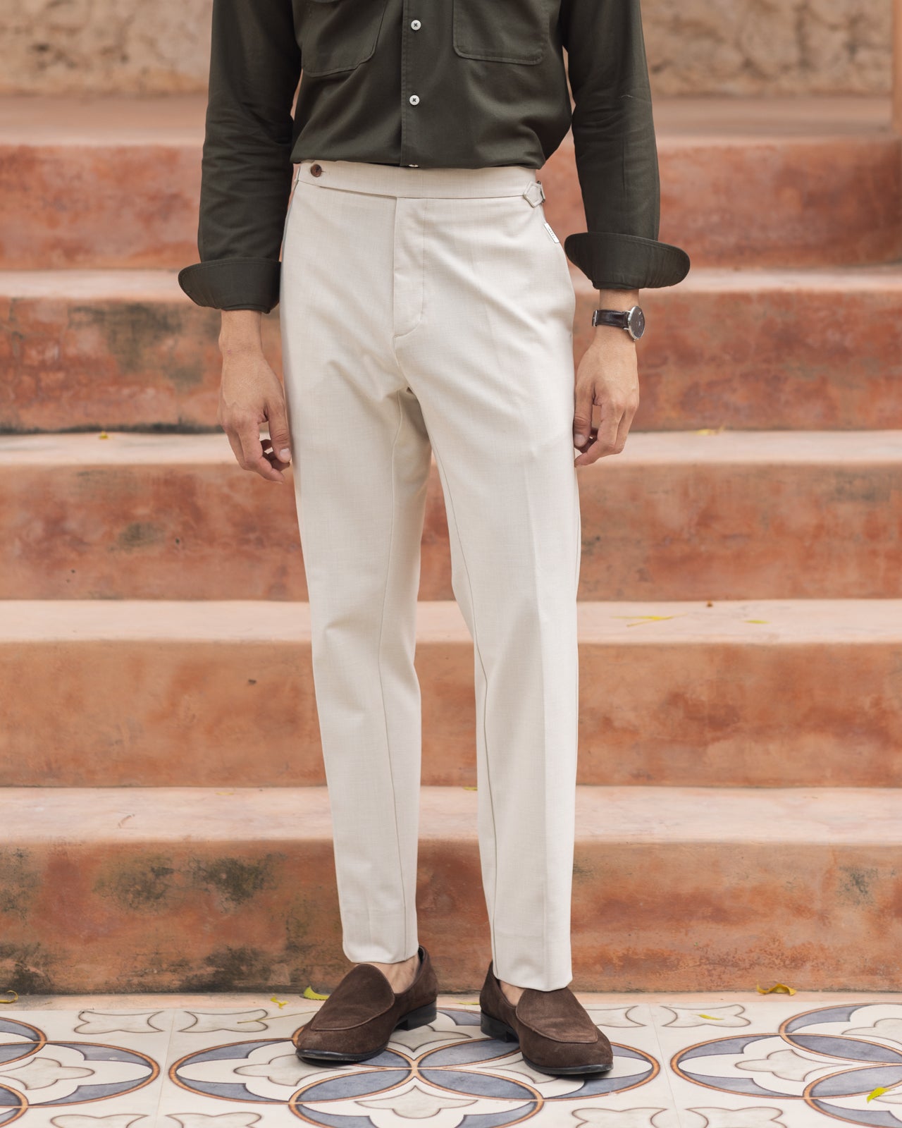 Classic Beige Slim Tapered Pants