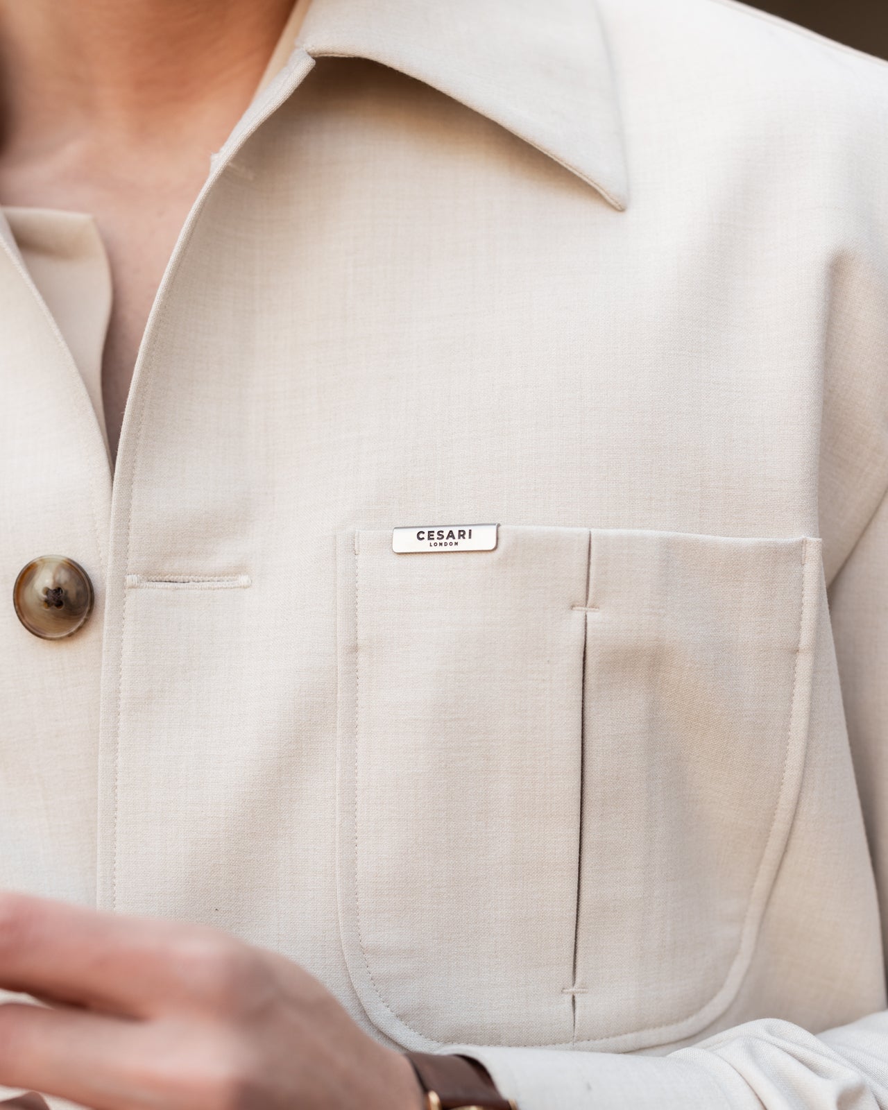 Beige Tailored Trucker Shacket