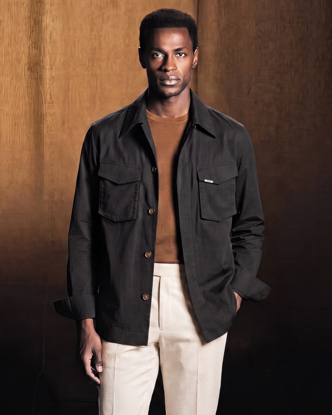 Black Boxy Pockets Elevated Shirt