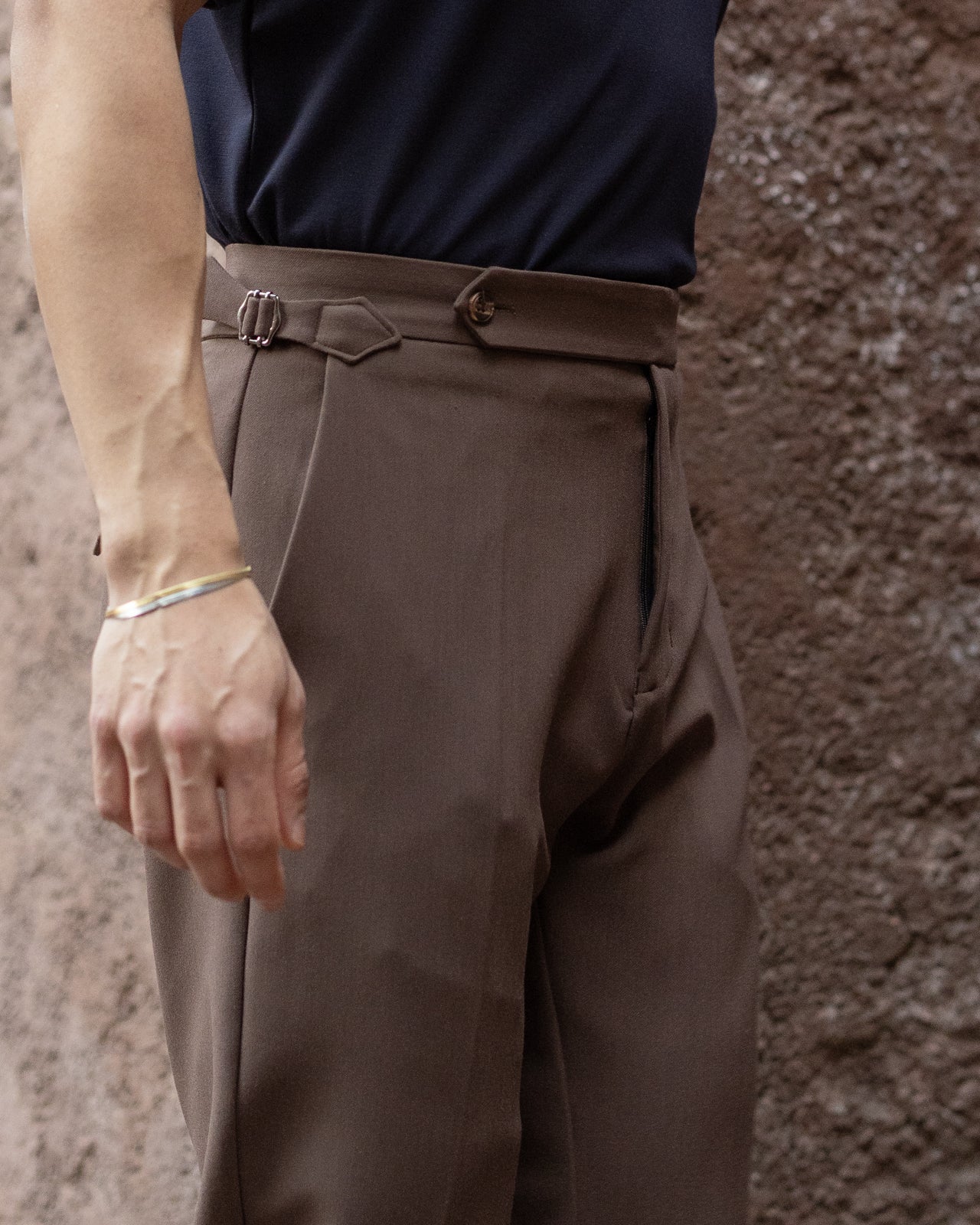 Brushed Brown Italian Trousers (Limited Edition) (Fit 101 : Tapered Leg - Mid Rise)