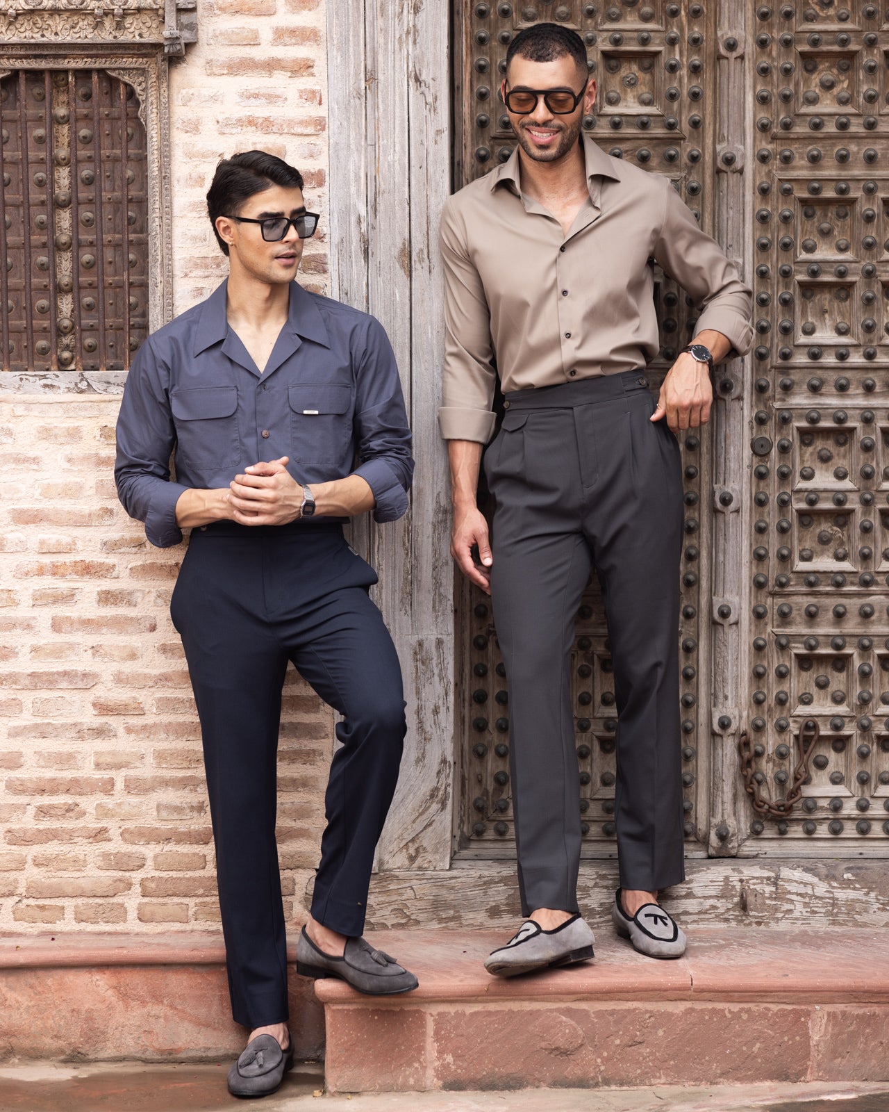 Cosmic Grey Peaked Collar Cuban Shirt