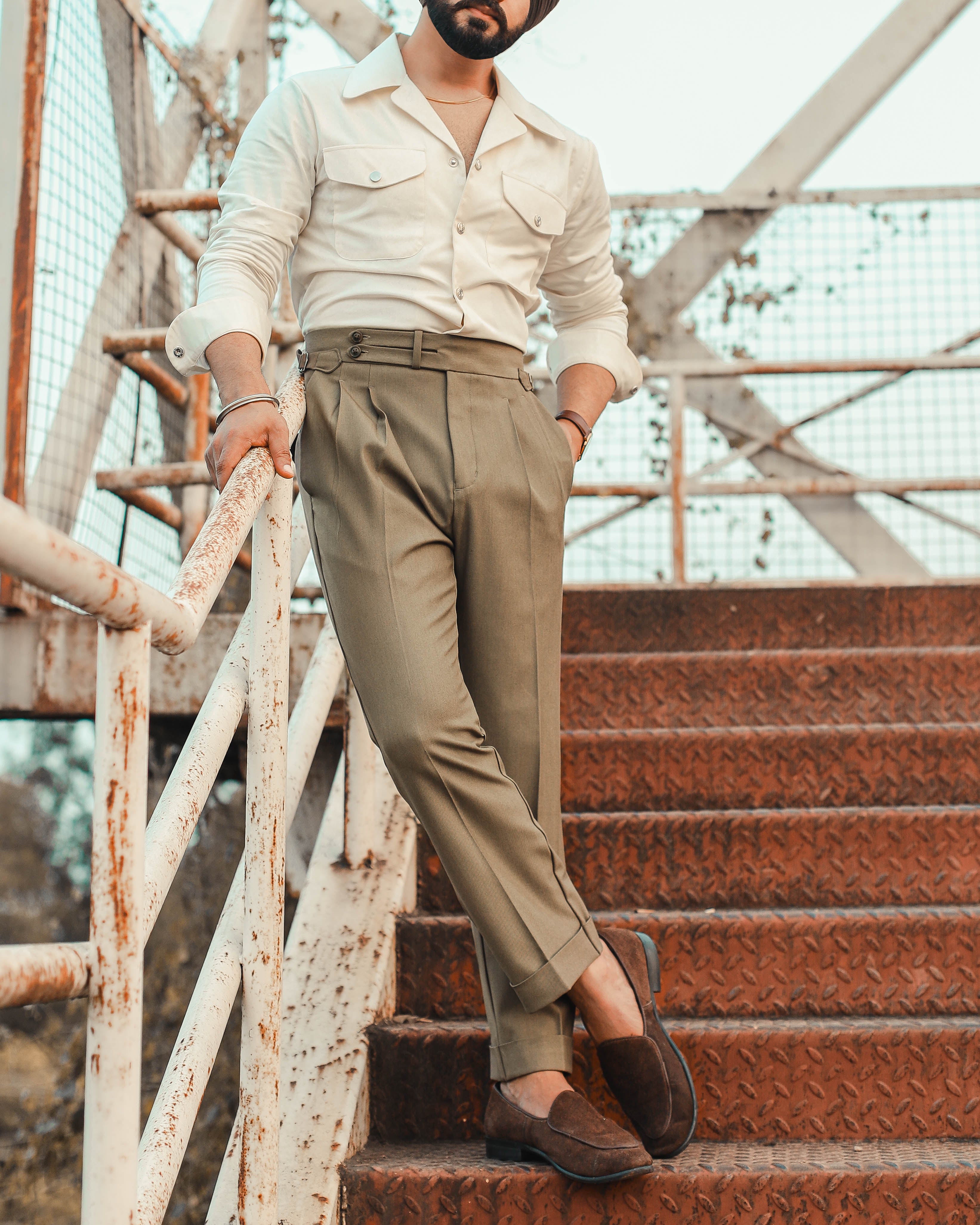 Double Tab Gurkha Trousers in Desert Stone (Limited Edition)