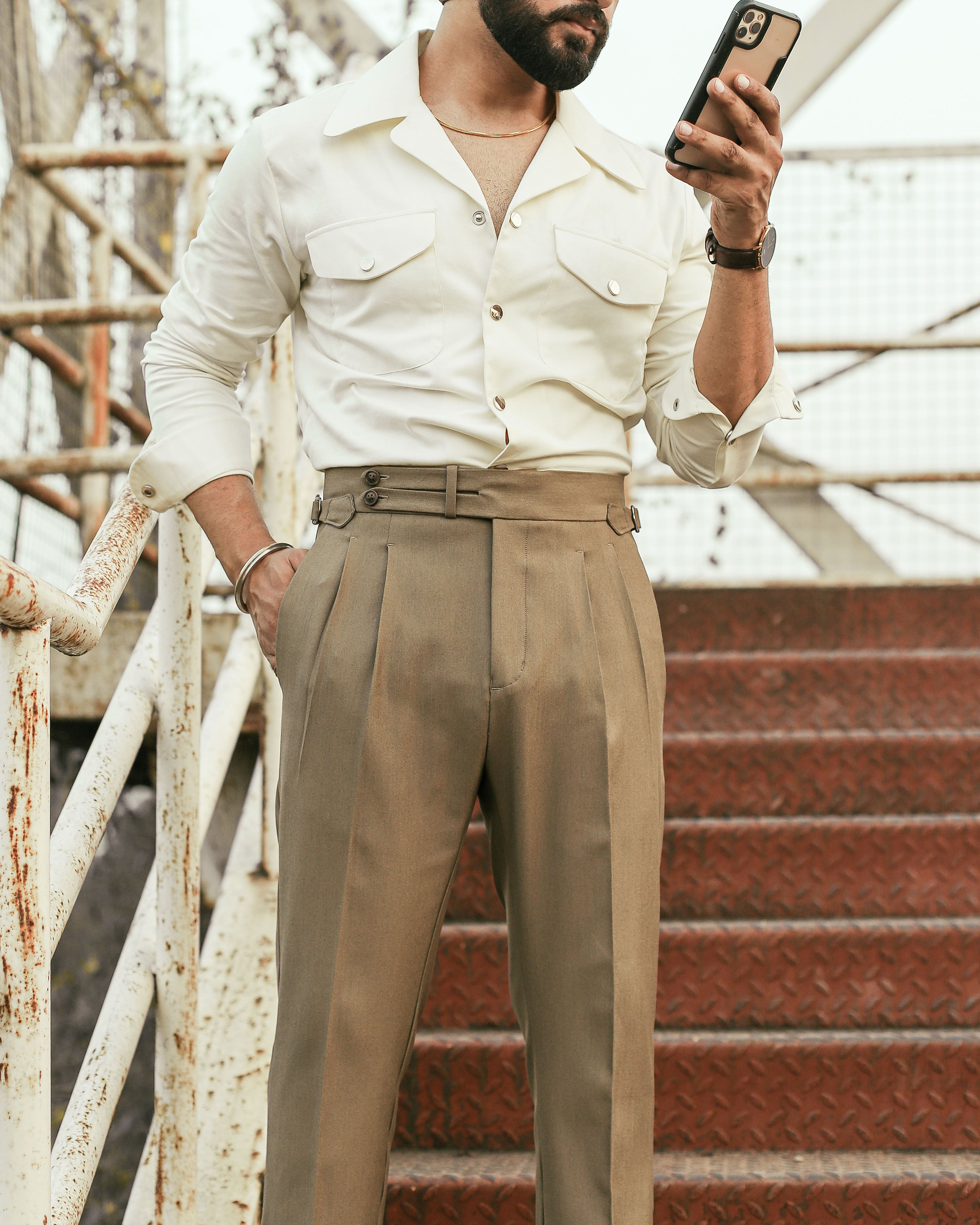 Double Tab Gurkha Trousers in Desert Stone (Limited Edition)