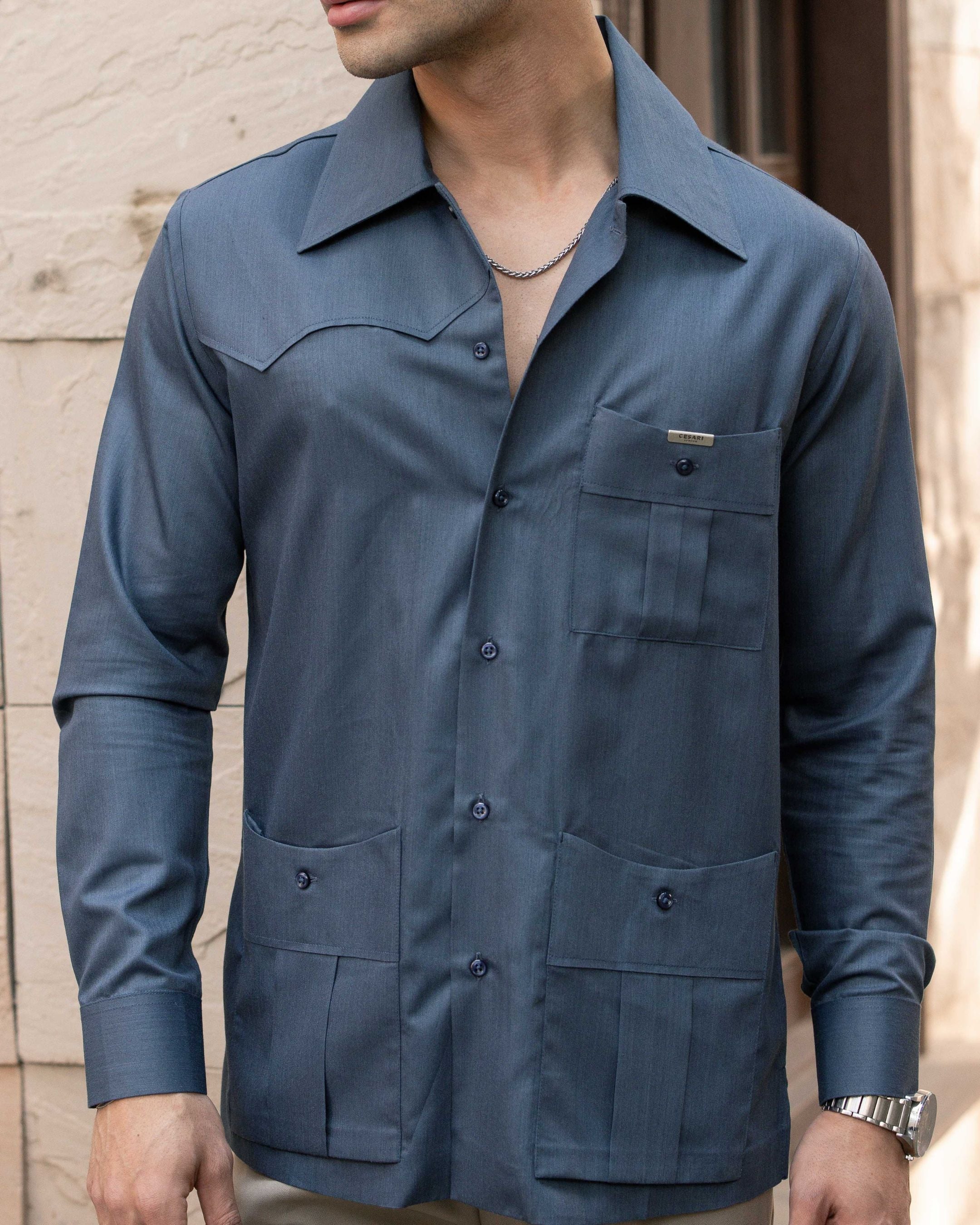 Ash Blue 3-Pockets Elevated Shirt