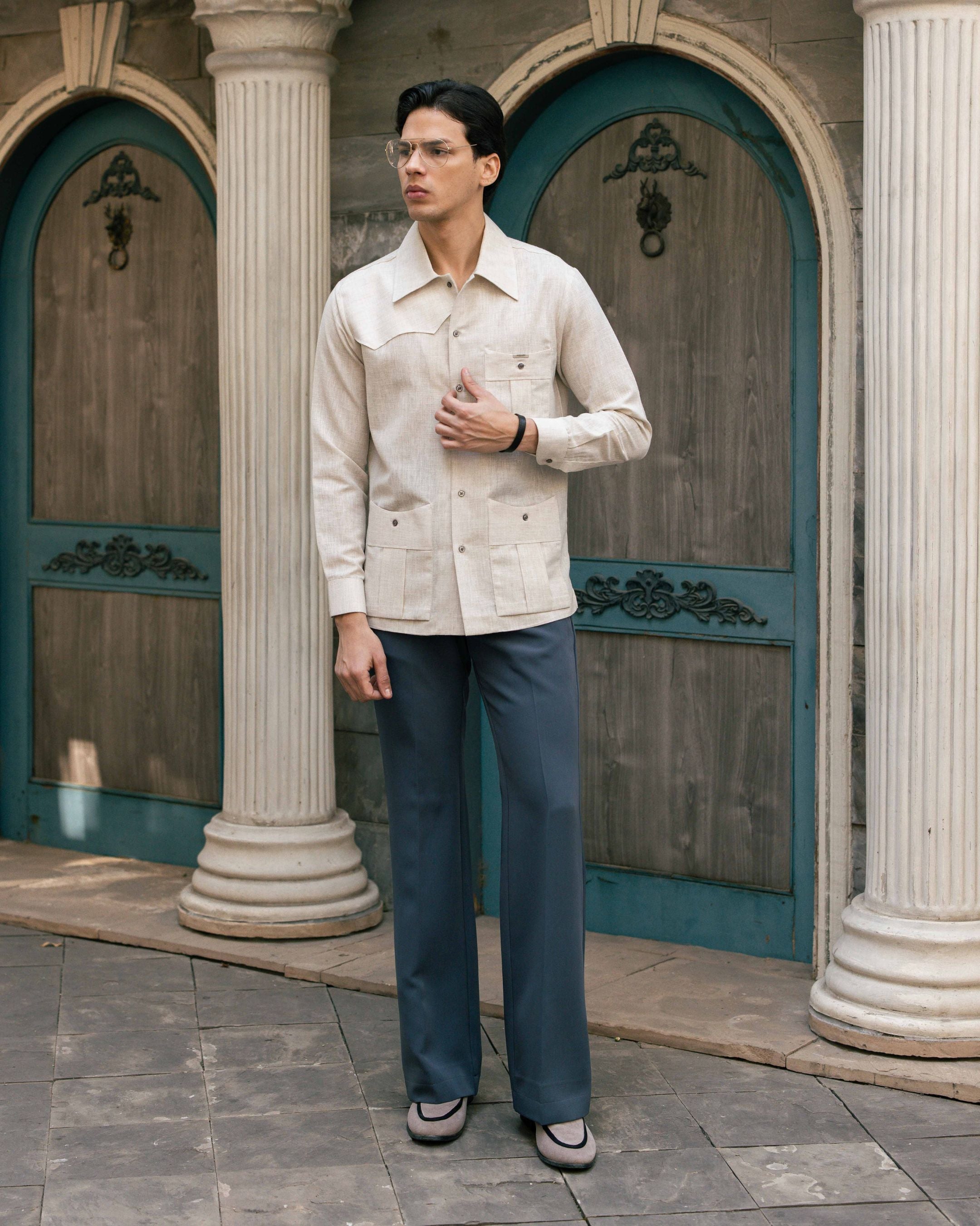 Beige Linen 3-Pockets Elevated Shirt