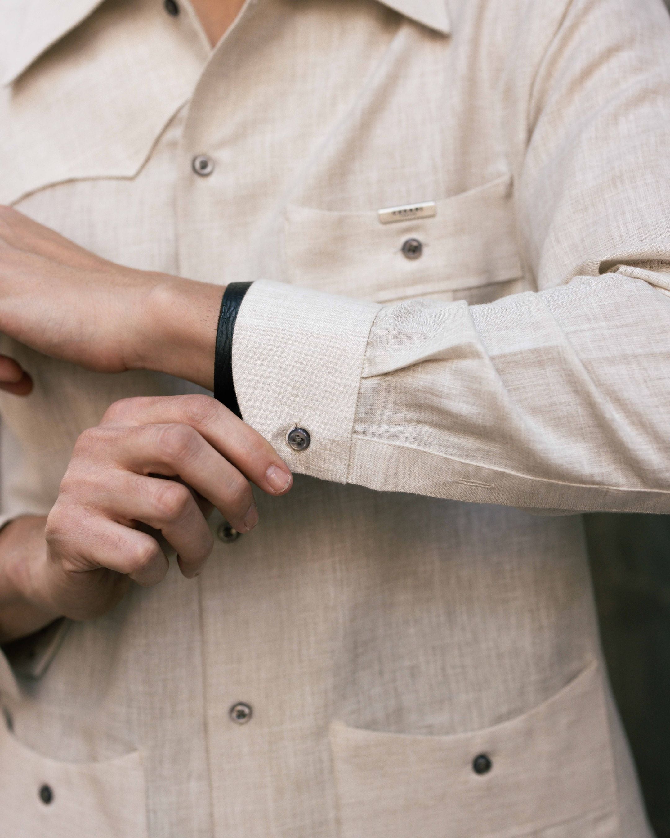 Beige Linen 3-Pockets Elevated Shirt