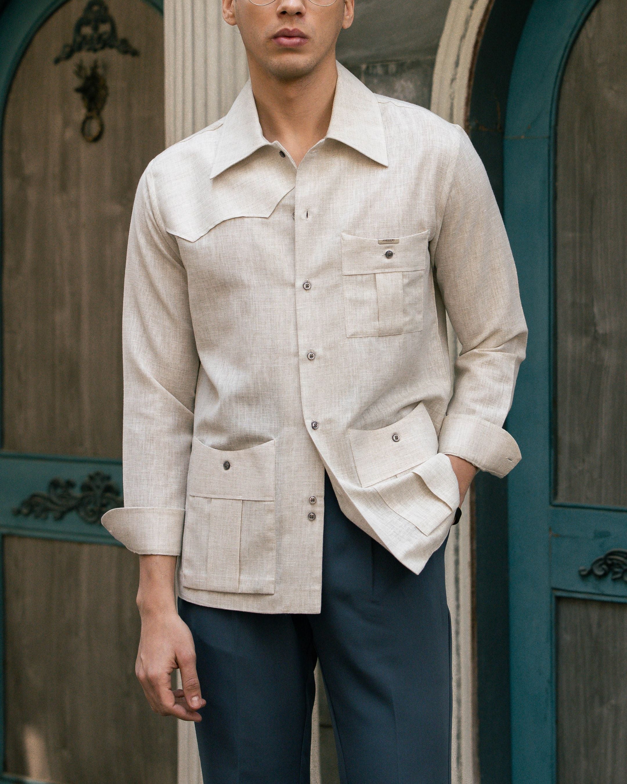 Beige Linen 3-Pockets Elevated Shirt