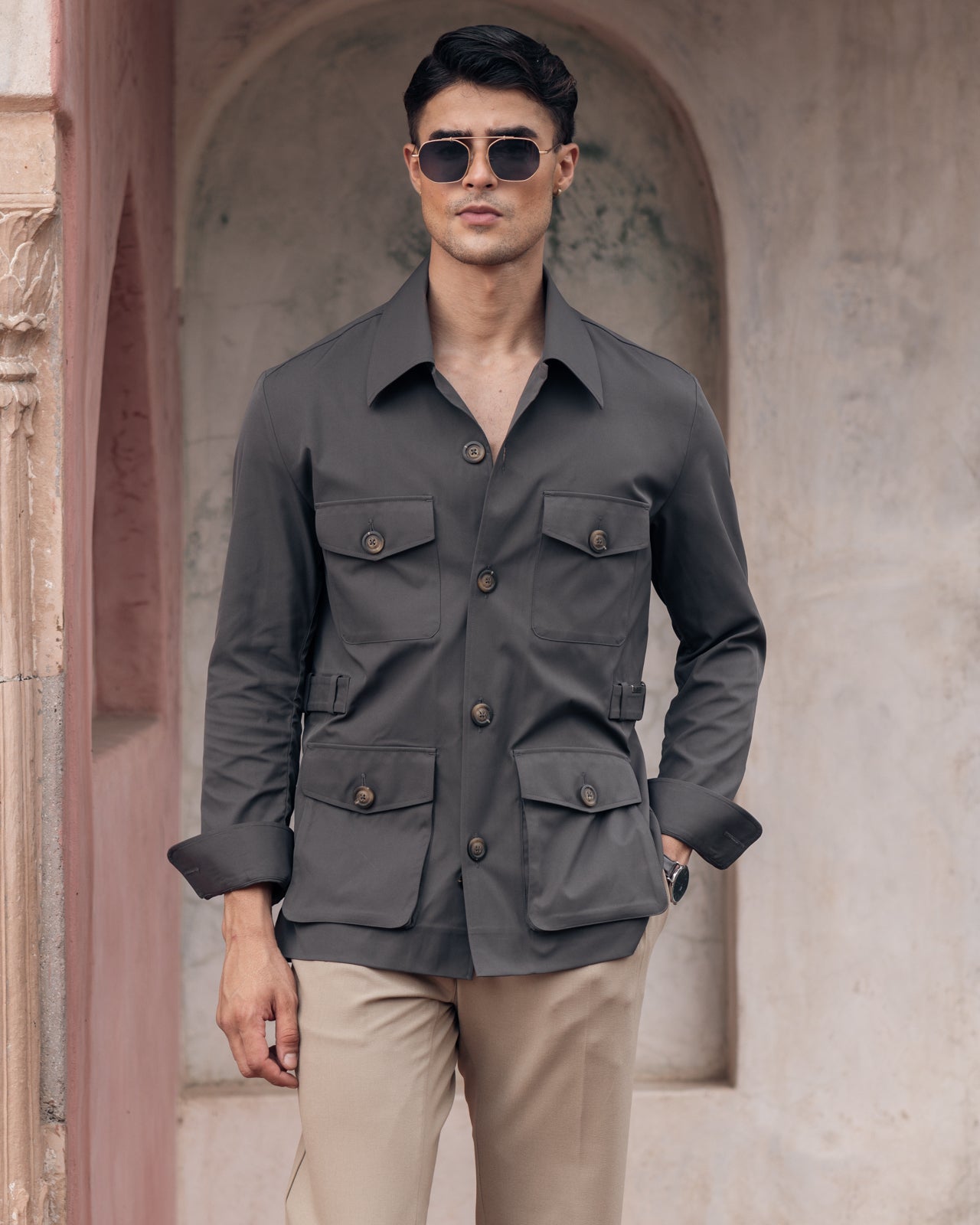 Classic Grey Safari Outfit for Men
