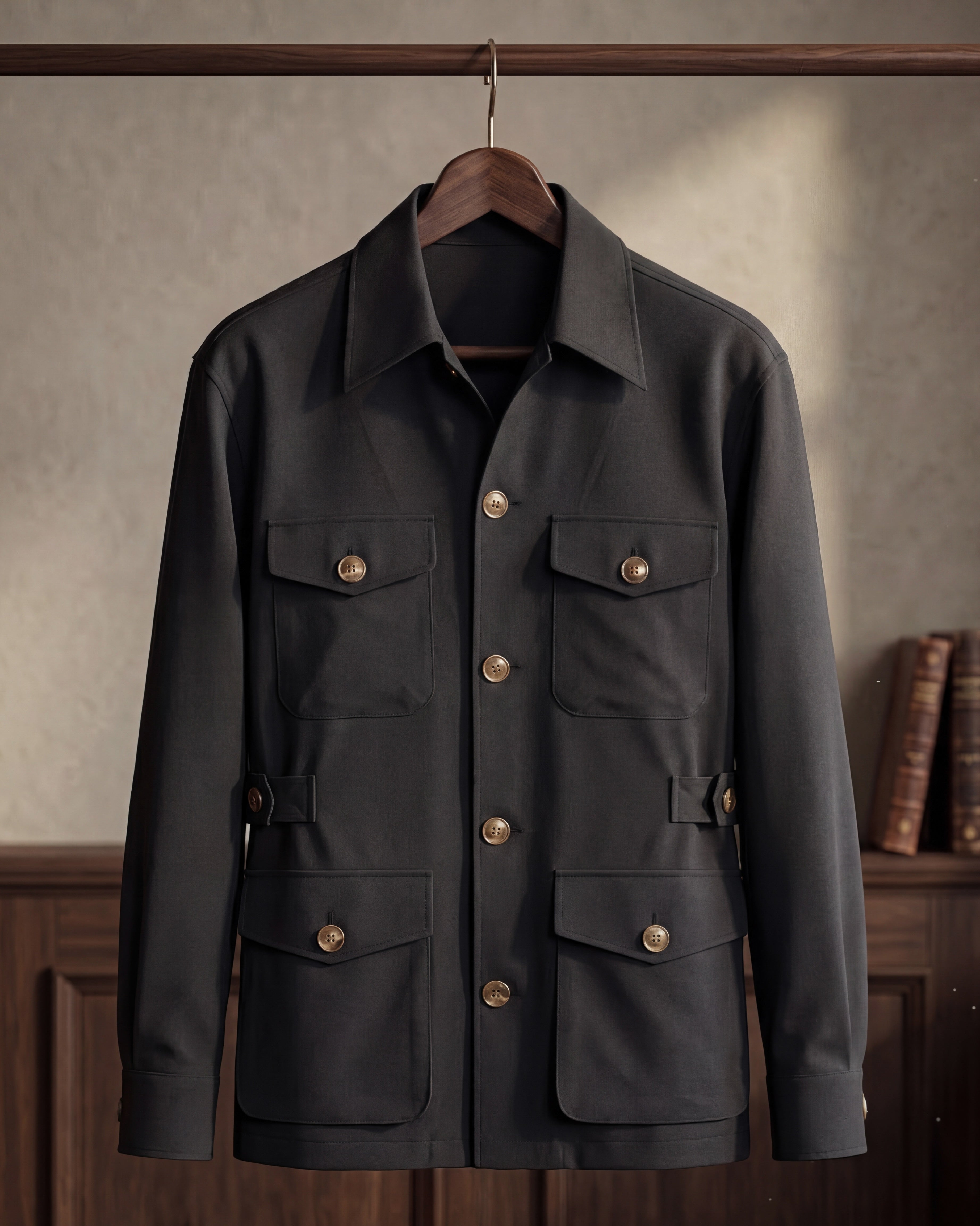 Black Stefan Field Safari Shirt