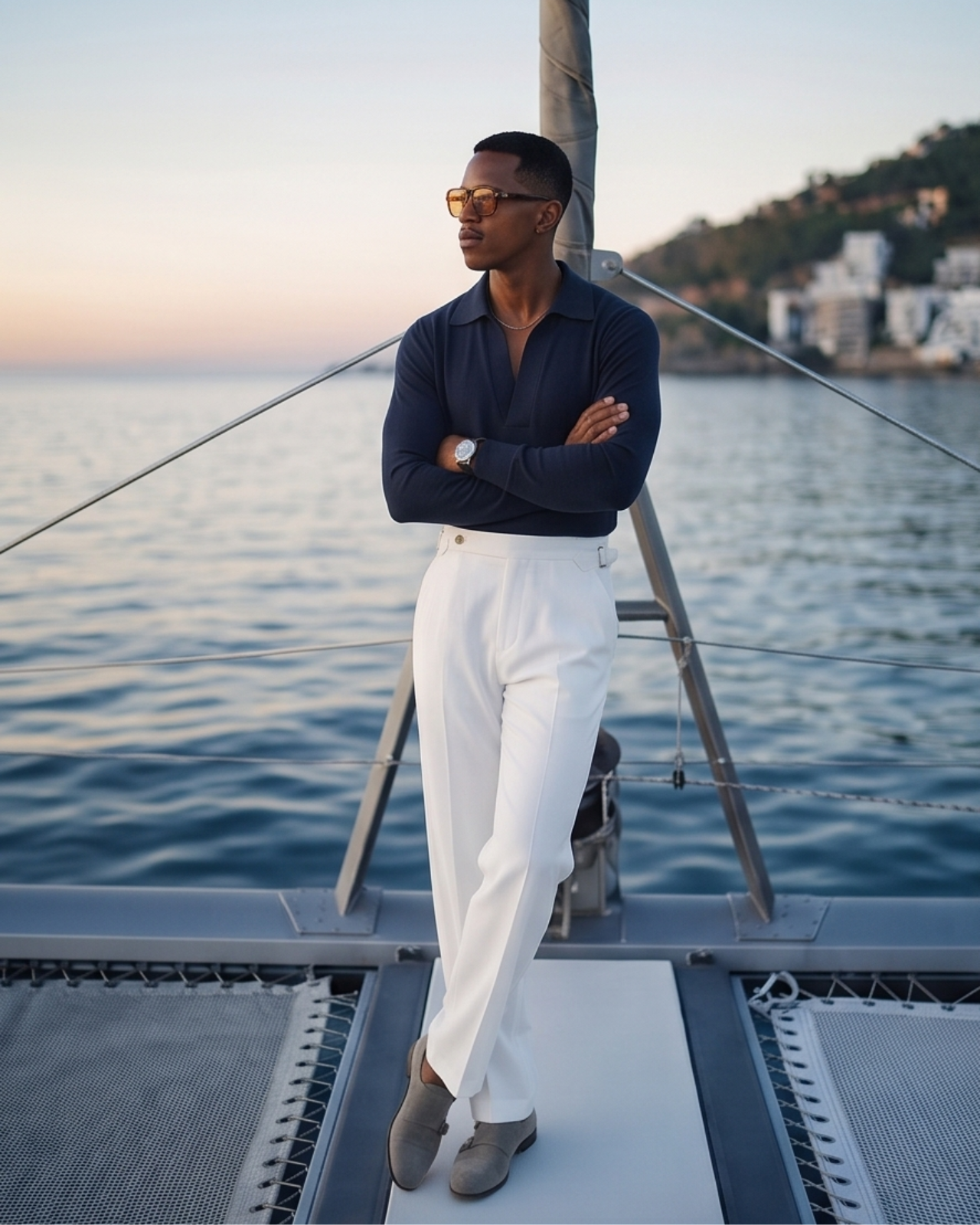 White Italian Trousers (Fit 101 : Tapered Leg - Mid Rise)