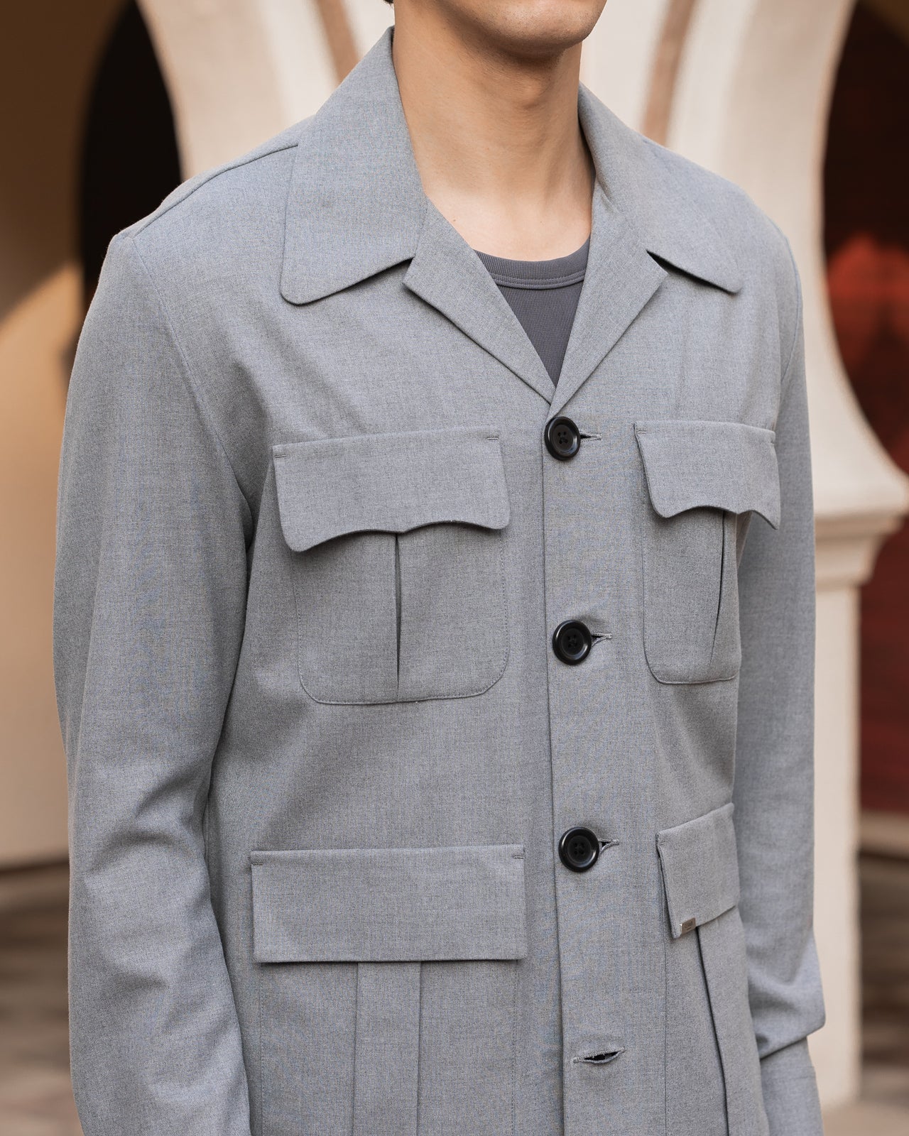 Melange Grey Safari Overshirt