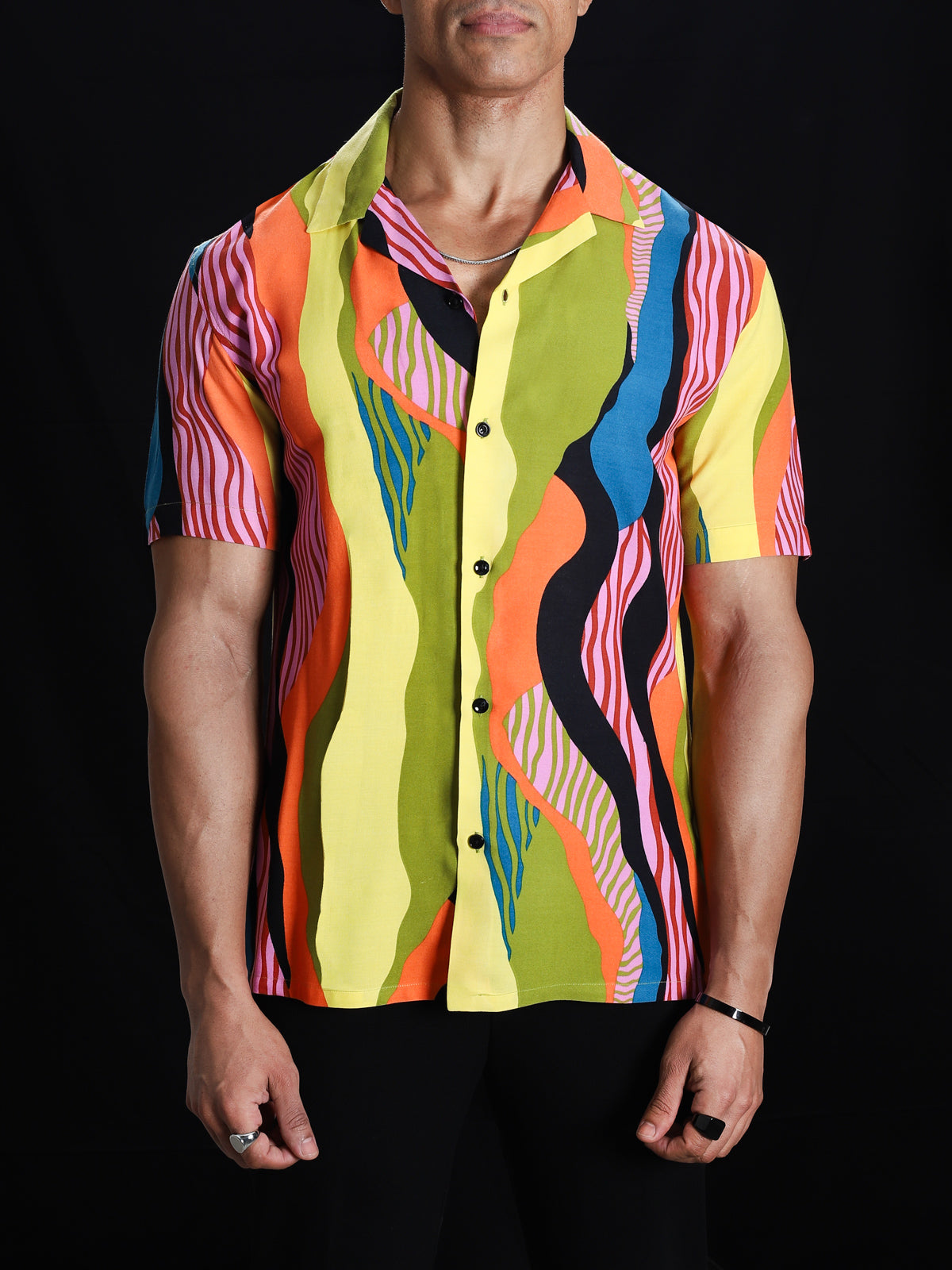 Multicolor Abstract Print Cuban Shirt