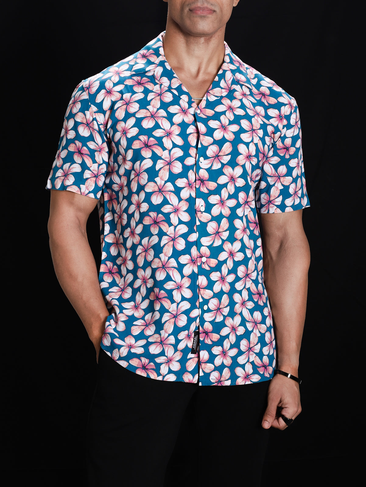 Mystic Blue Floral Cuban Shirt