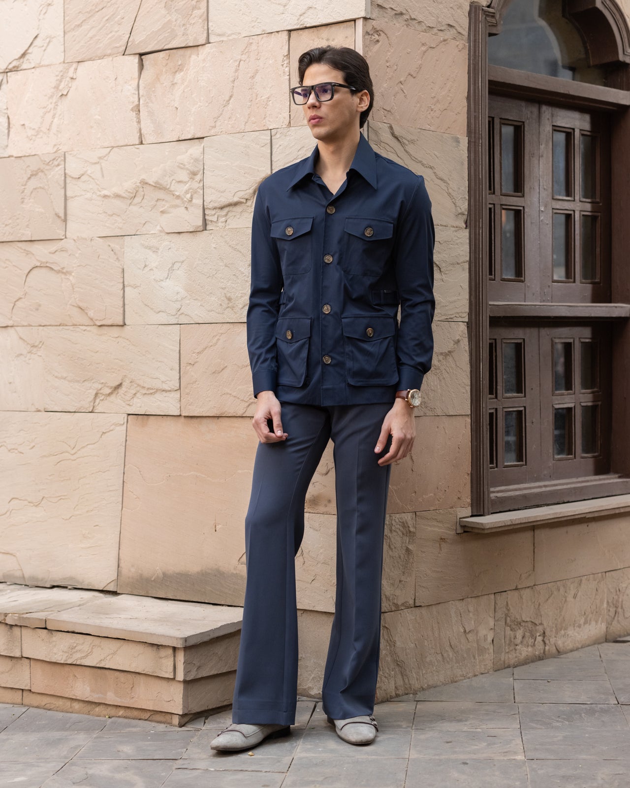 Navy Blue Stefan Field Safari Shirt