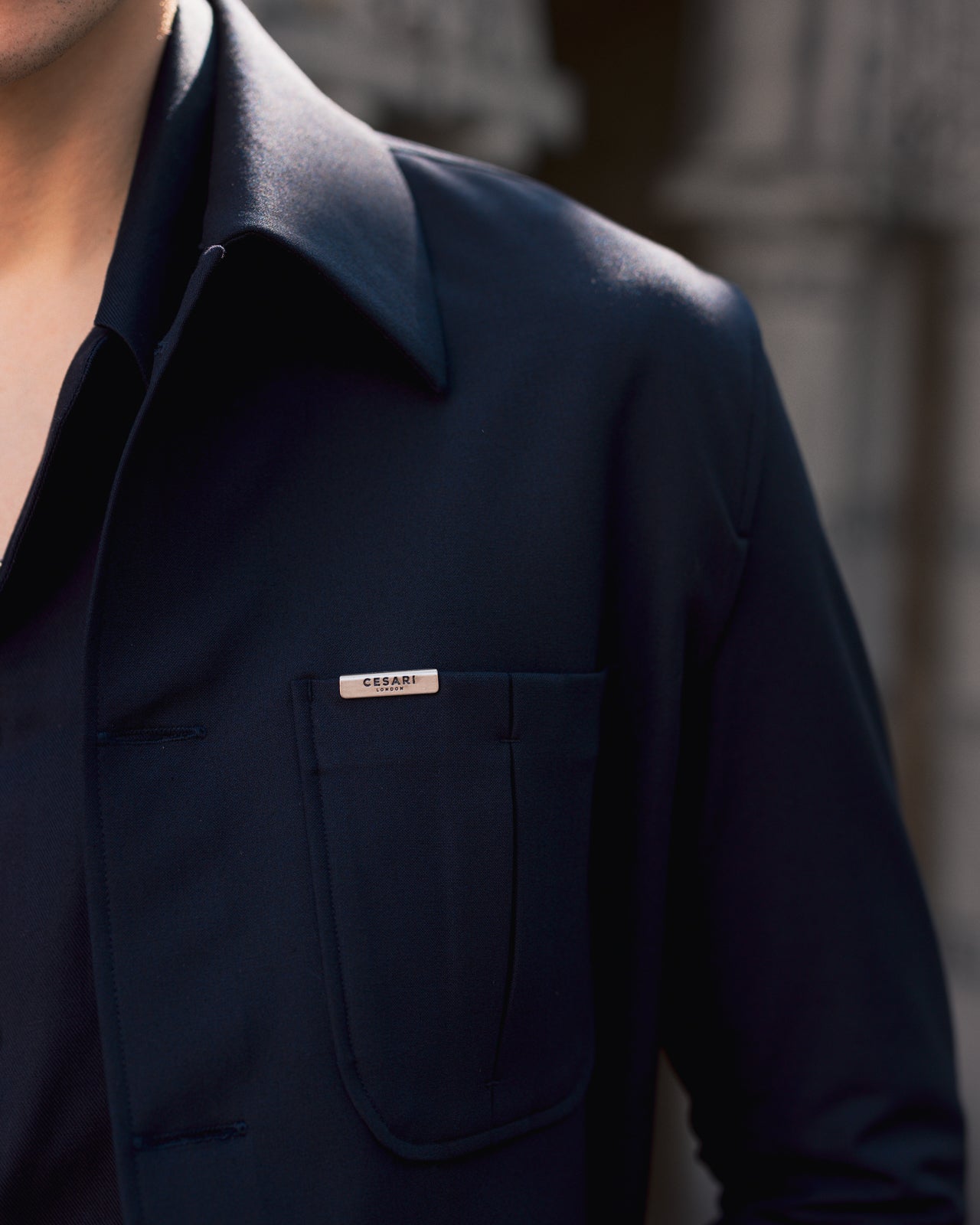 Navy Tailored Trucker Shacket