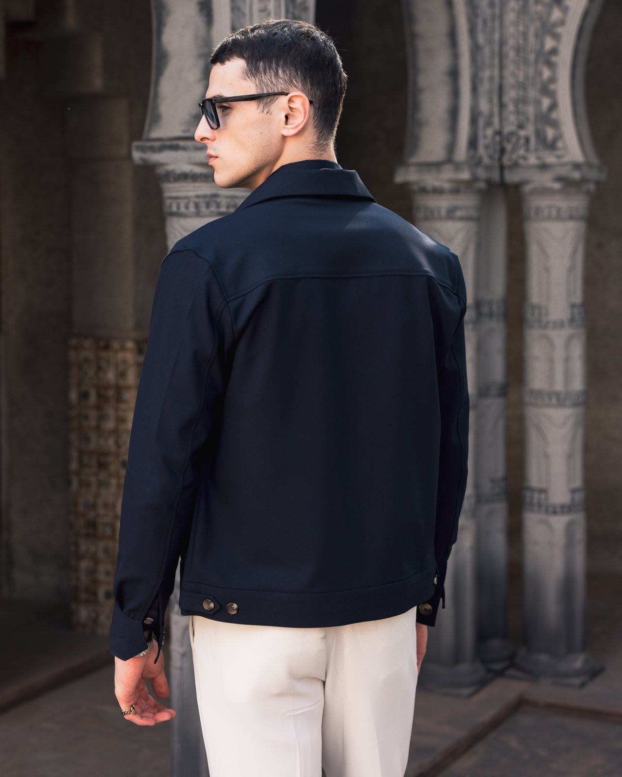 Navy Tailored Trucker Shacket