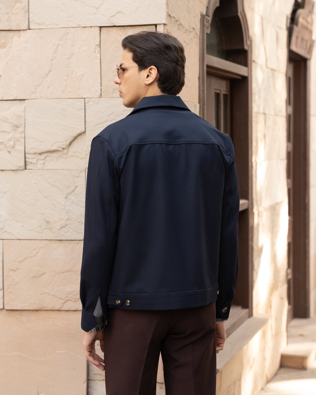 Navy Tailored Trucker Shacket