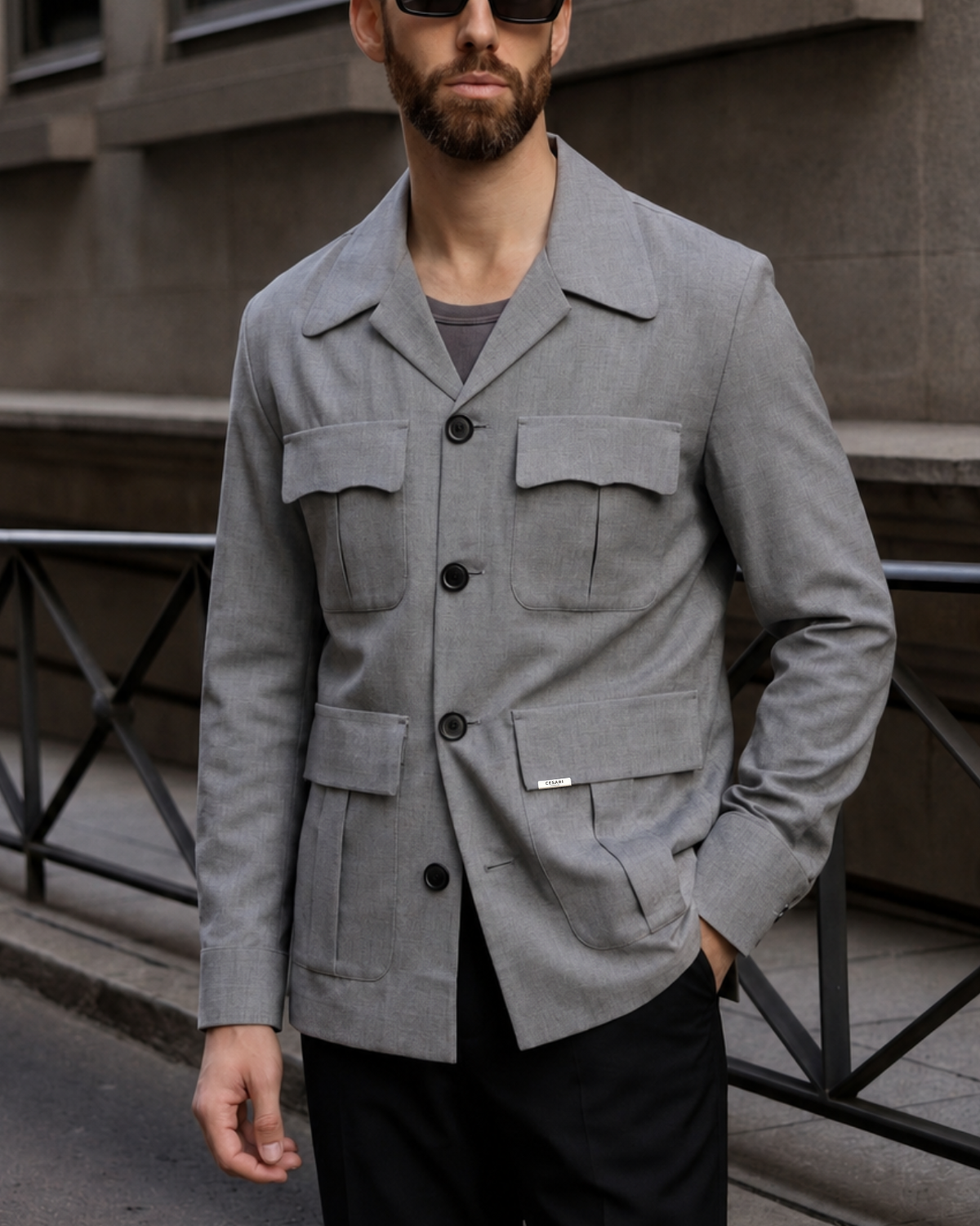 Melange Grey Safari Overshirt
