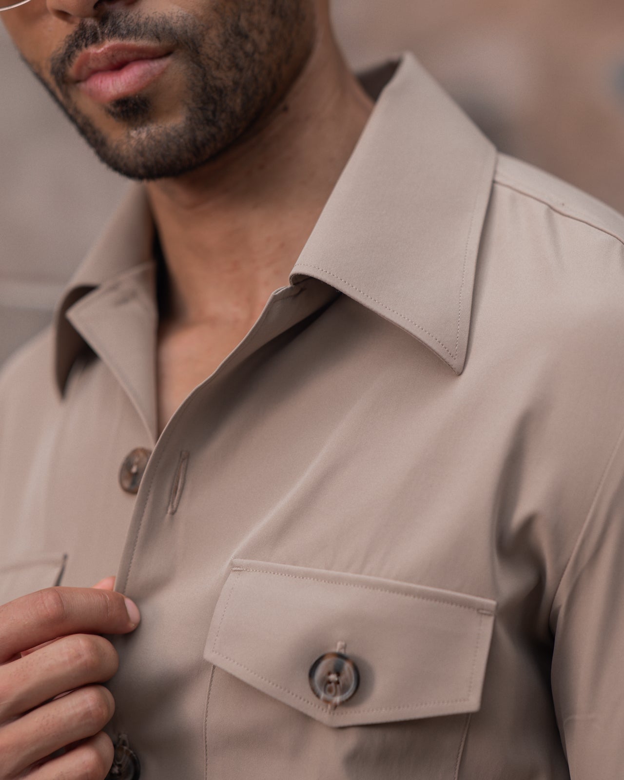 Beige Stefan Field Safari Shirt