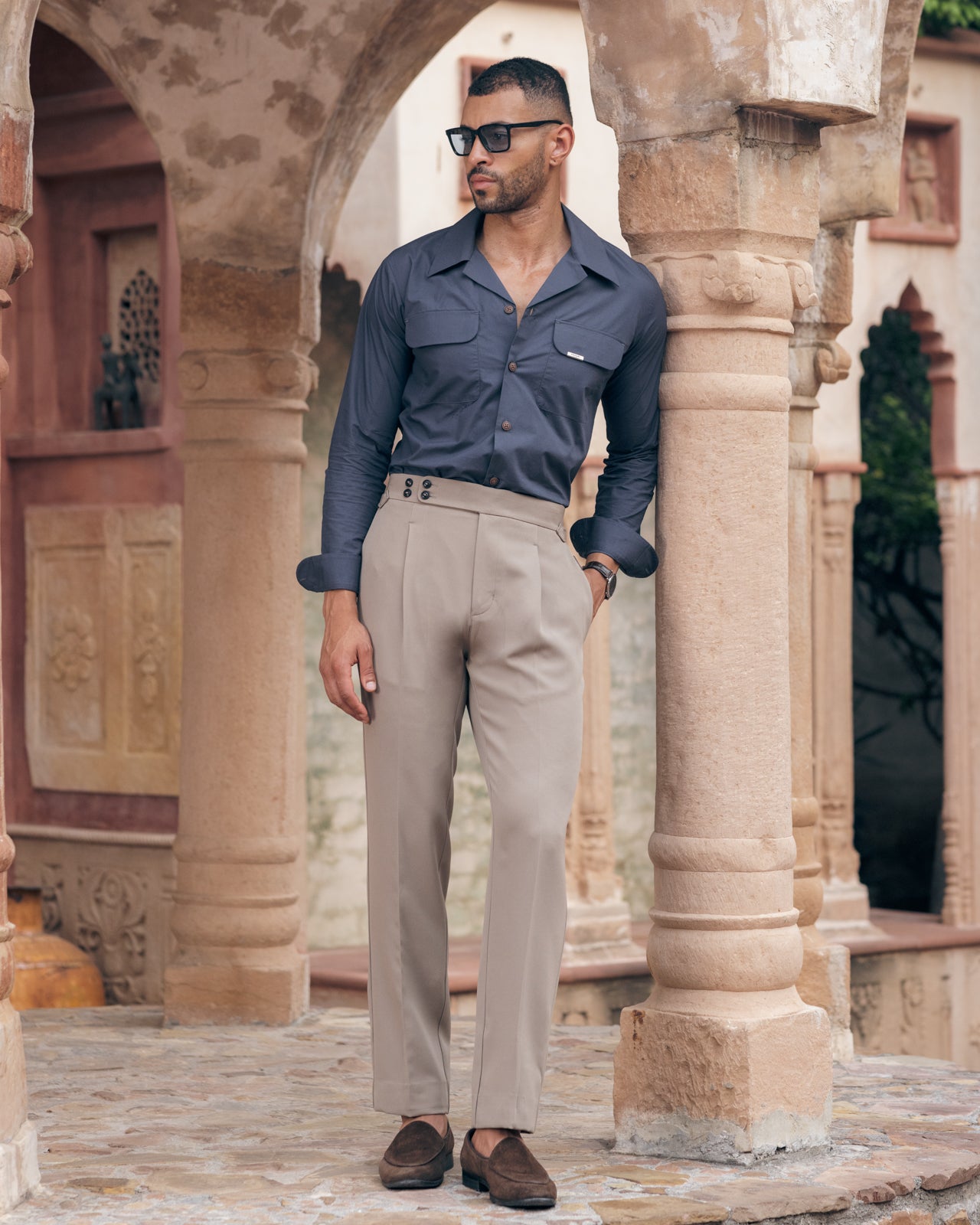 Taupe Single Pleated Gurkha Trousers