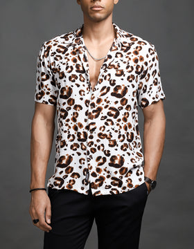 White Leopard Casual Shirt