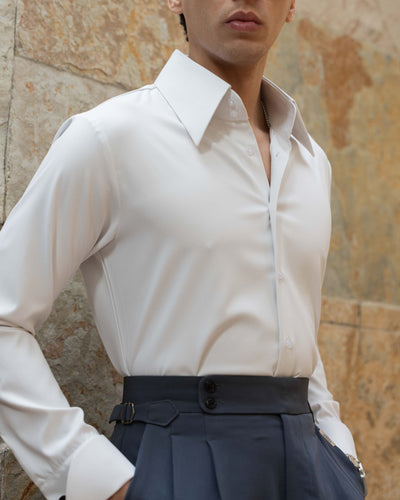 Snow White High Stand 2-Buttons Point Collar