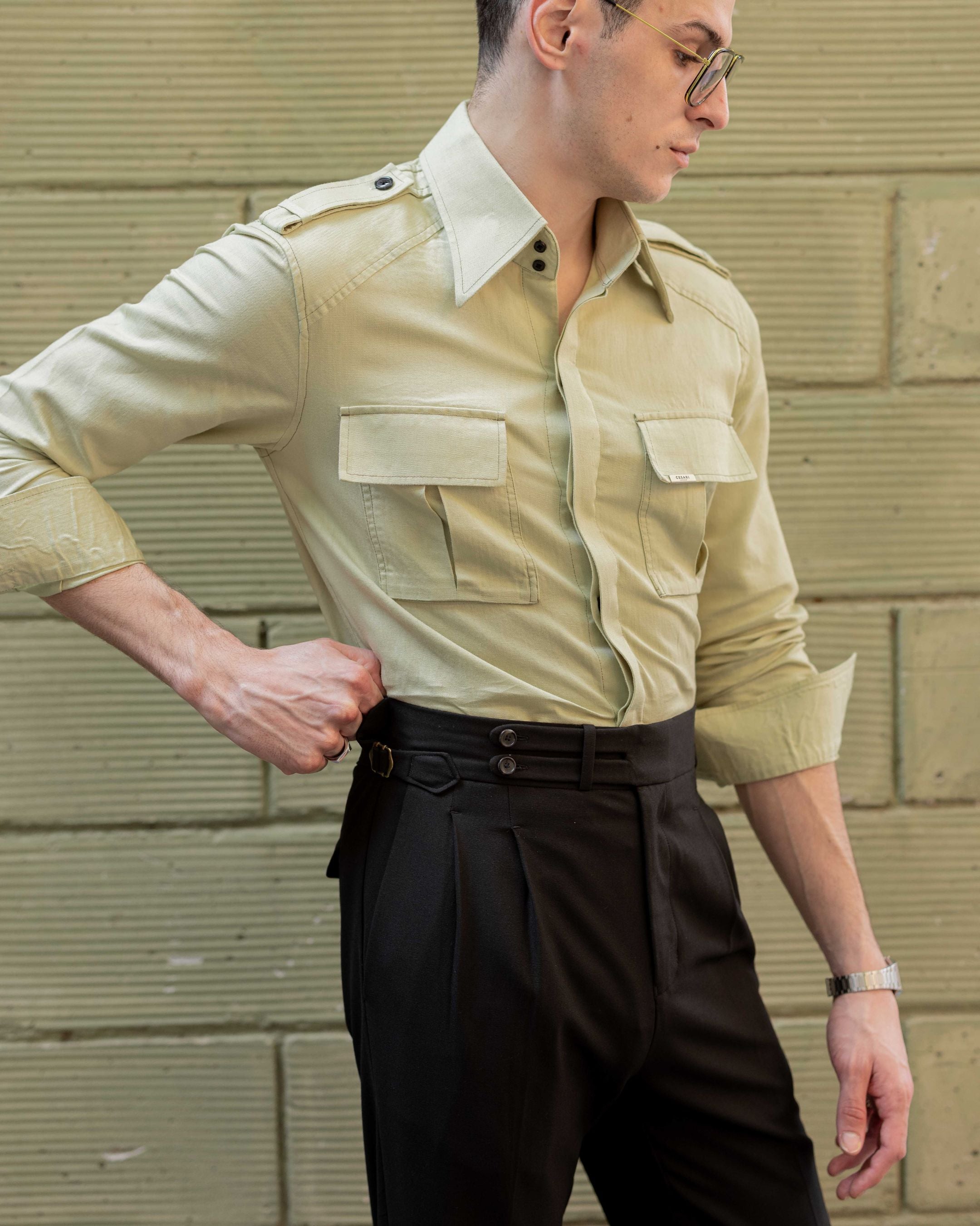 60’s Limegrass Topstitched Field Shirt