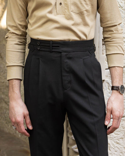 Black Double Tab Gurkha Trousers