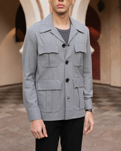 Melange Grey Safari Overshirt