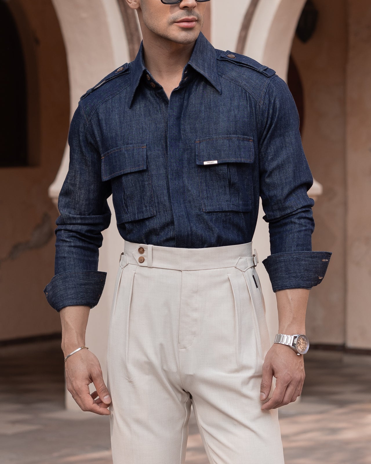 60’s Raw Denim Topstitched Field Shirt