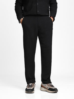 Black Crease Effect Comfort Pants