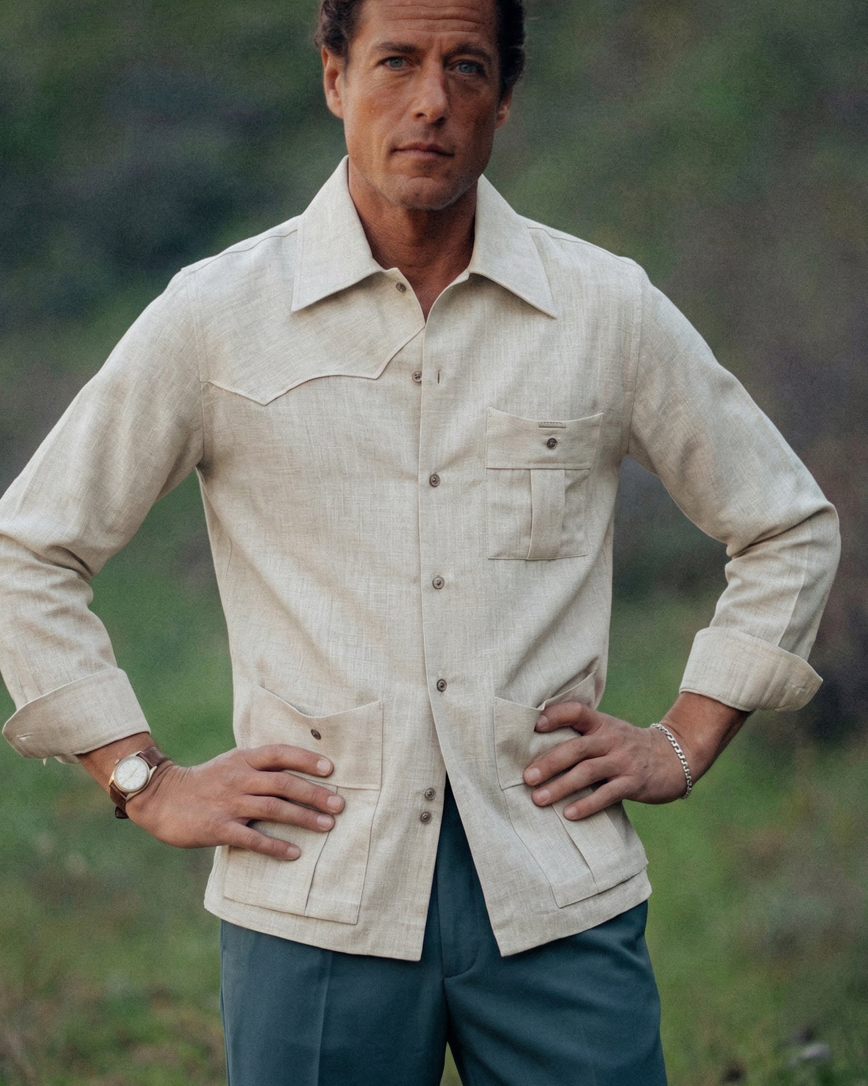 Beige Linen 3-Pockets Elevated Shirt