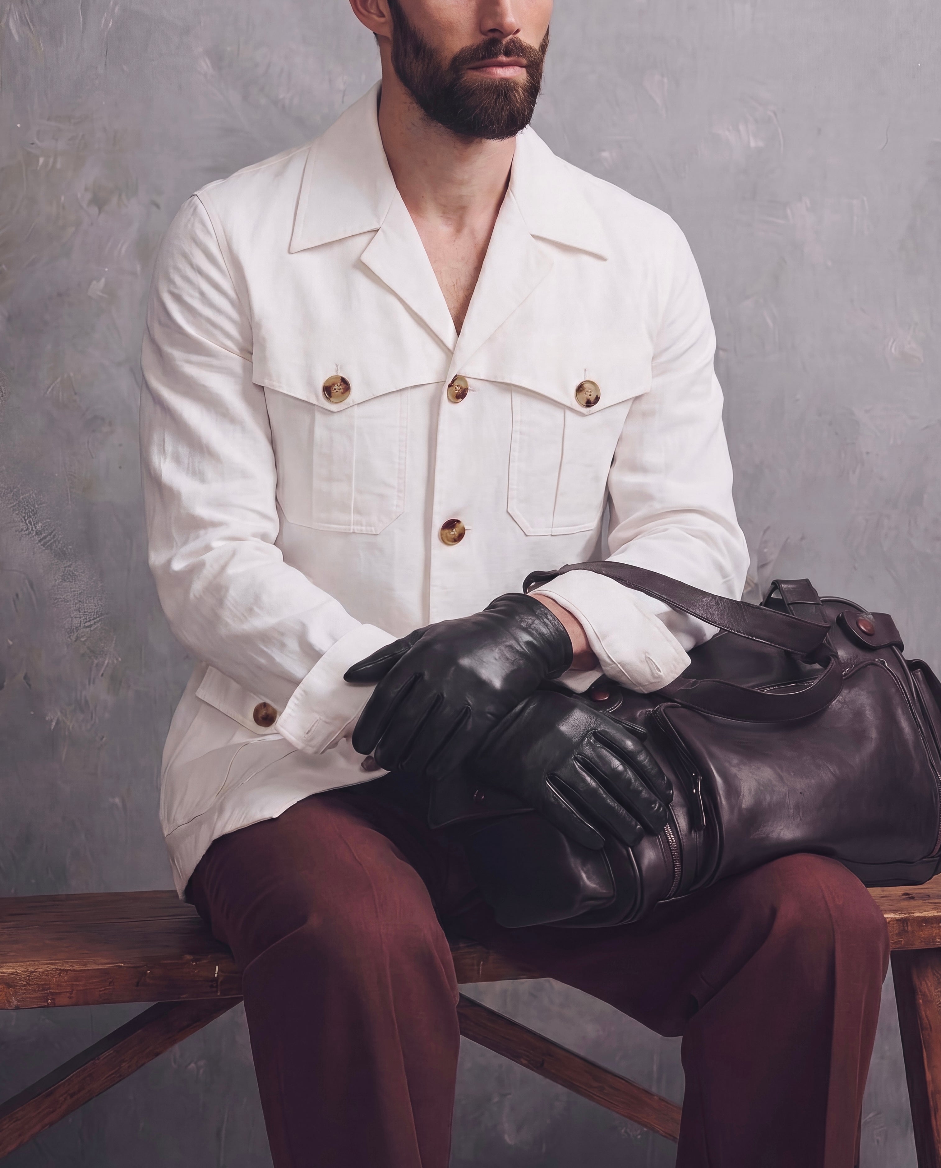 White Textured Marshal Safari Shirt