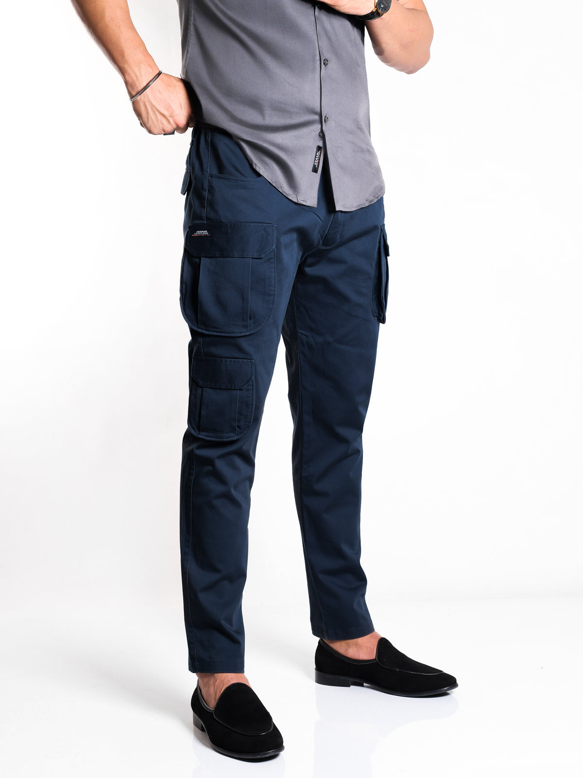 Space Blue 7-Pocket Cargo Pants
