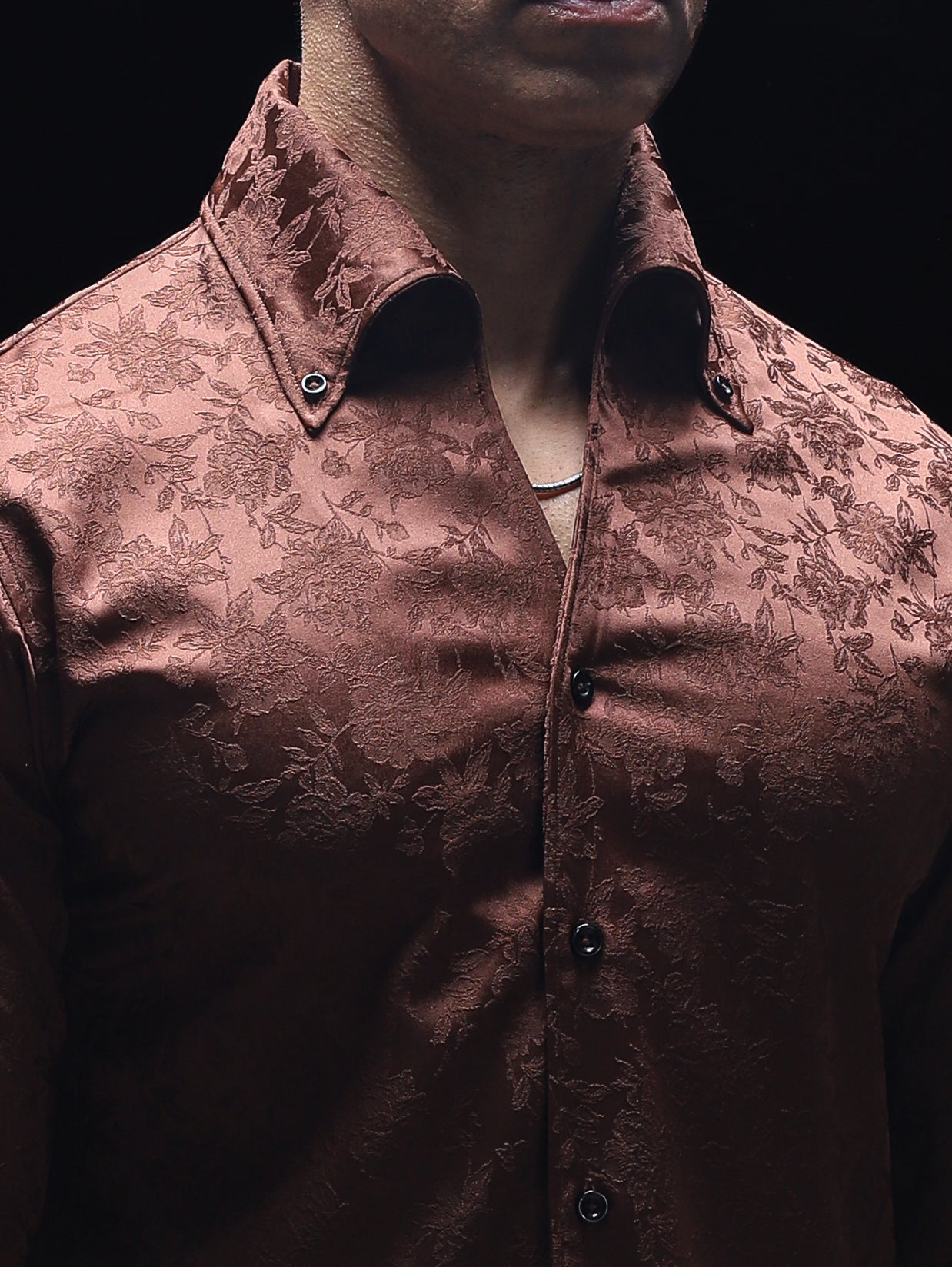 2.0 Mud Brown Jacquard Cooper Collar Shirt