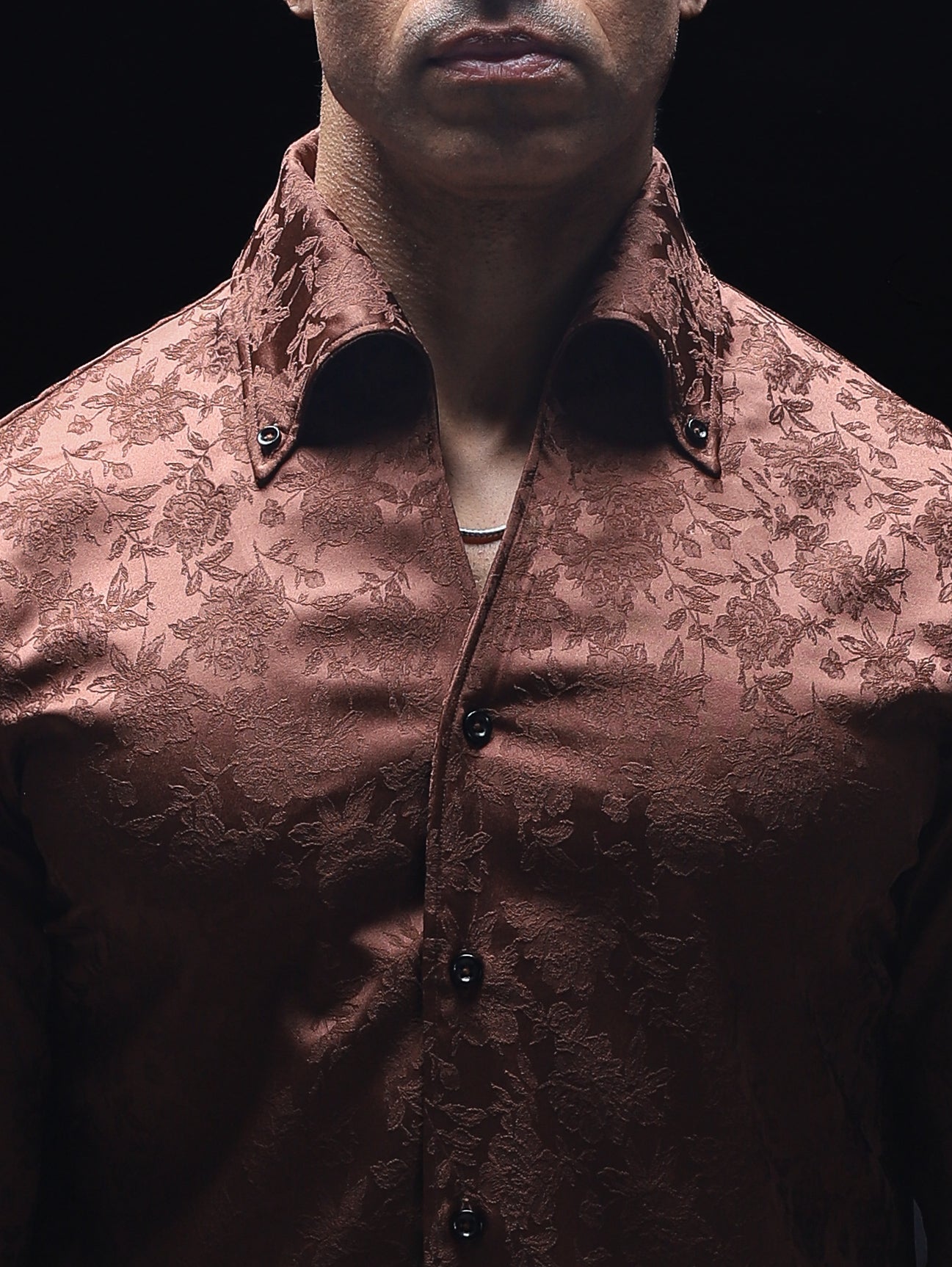 2.0 Mud Brown Jacquard Cooper Collar Shirt