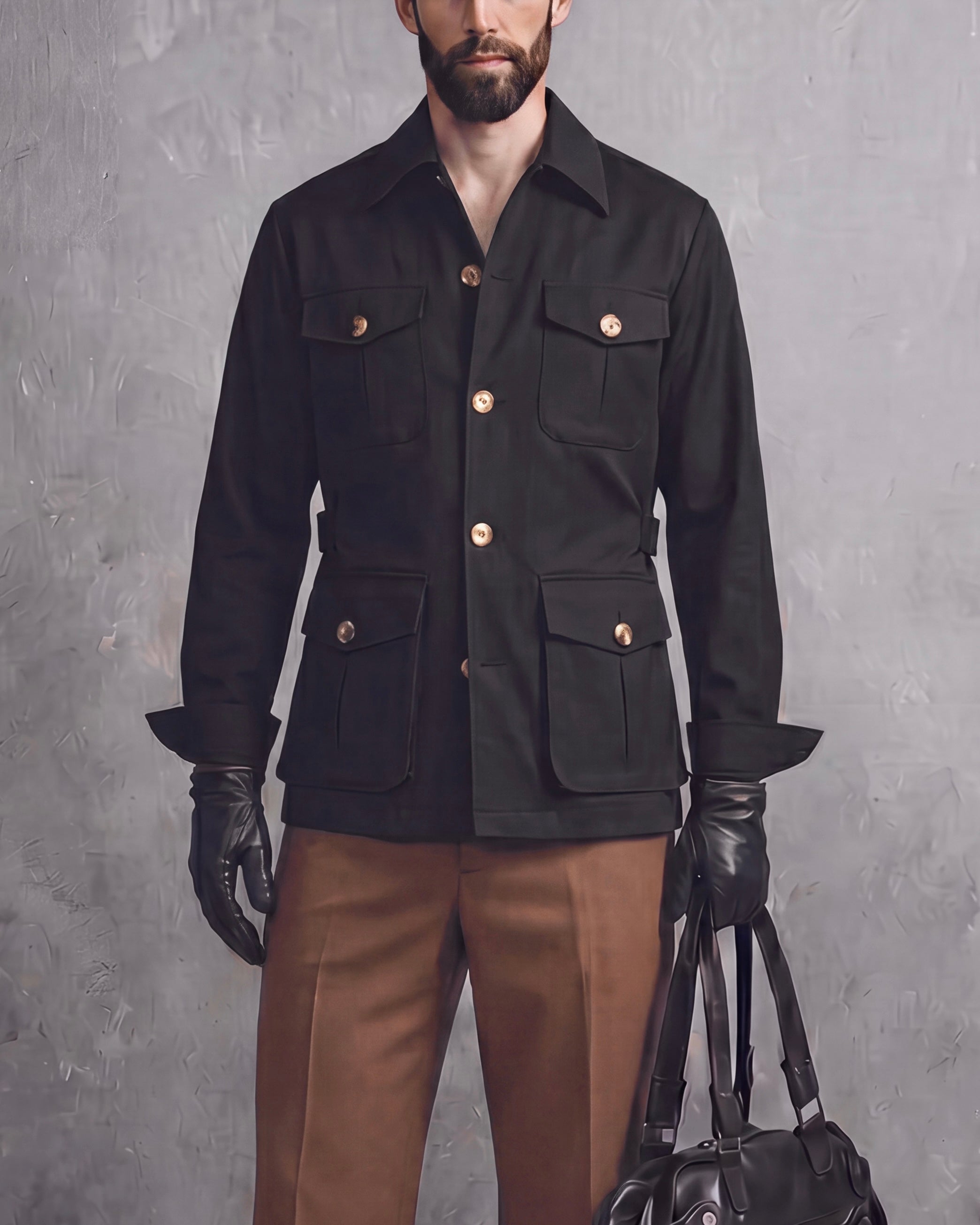 Black Stefan Field Safari Shirt